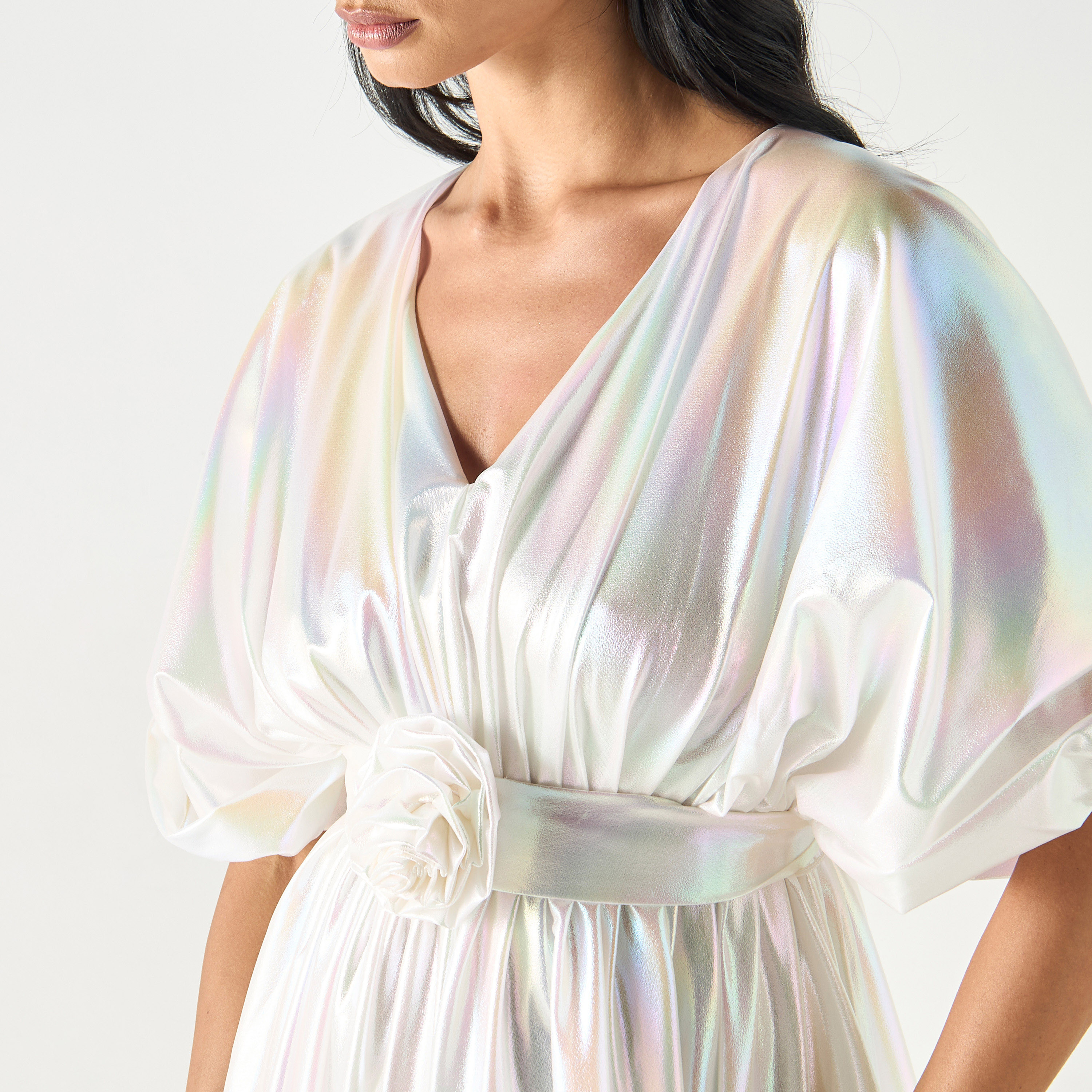 Golden Apple Kimono Sleeves Dress with Floral Applique and Tie-Up Belt-women-clothing-dresses-image-12