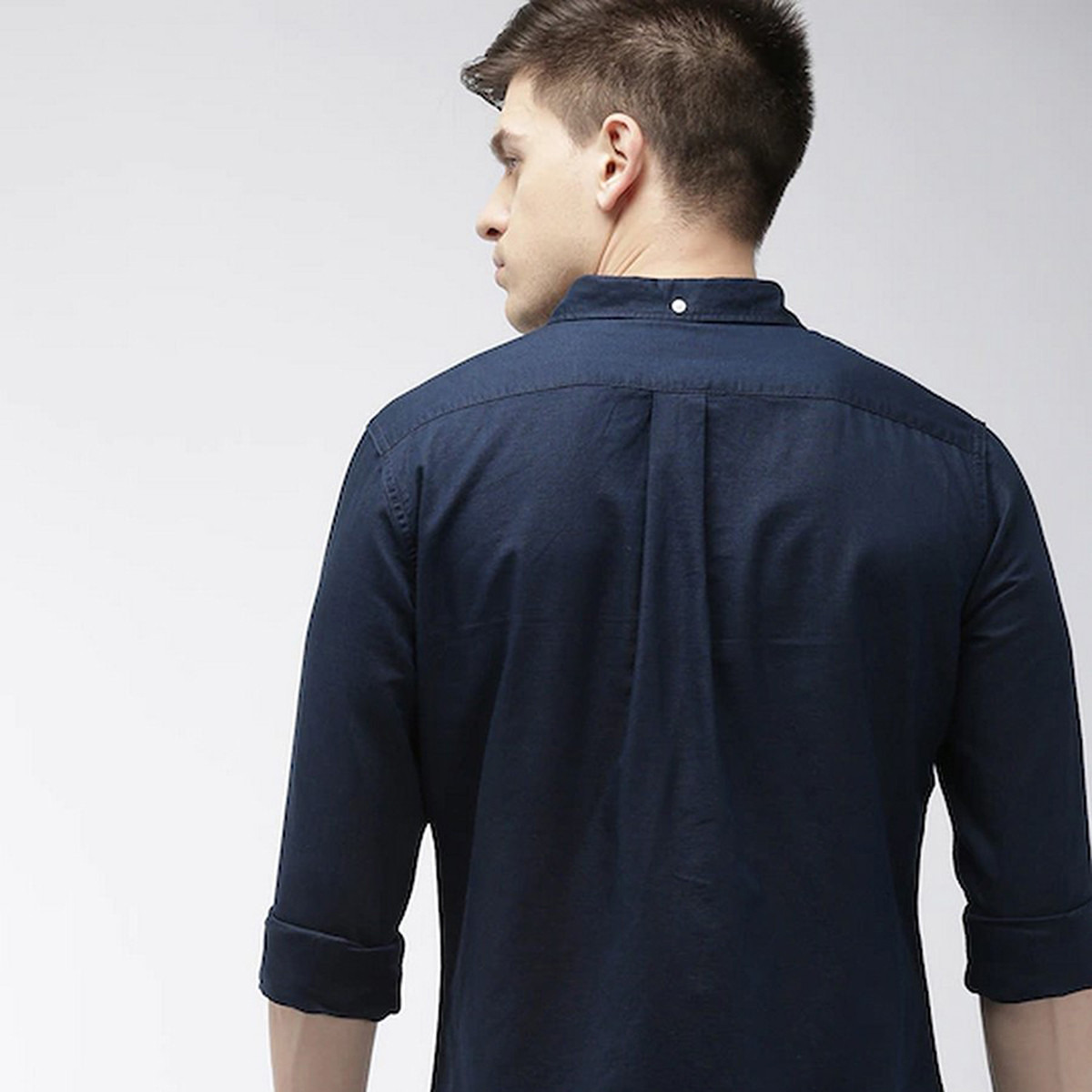 Levi's Men Navy Blue Solid Long Sleeves Shirt-men-clothing-shirts-image-2
