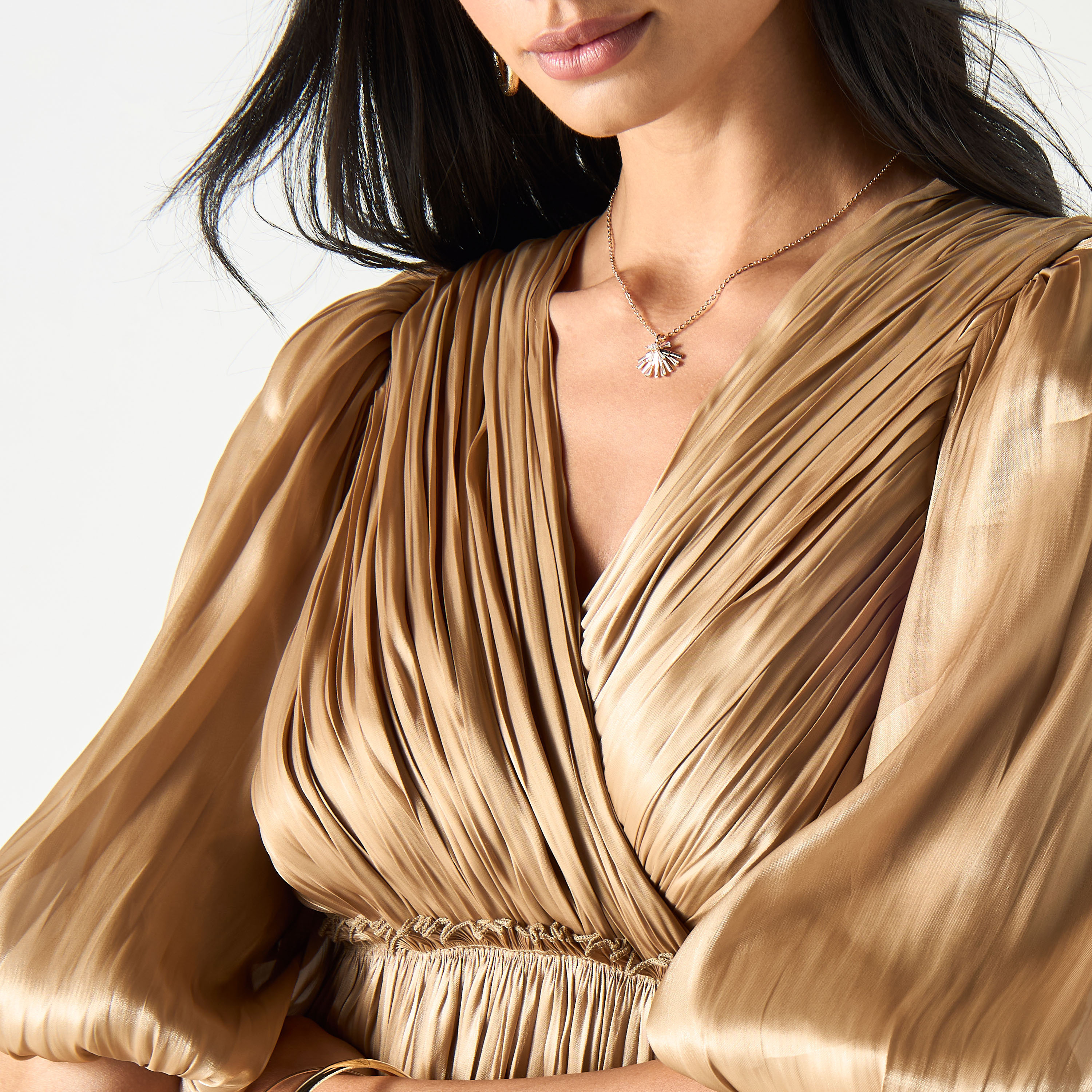 Golden Apple Surplice Neck Maxi Tiered Dress with Puff Sleeves-women-clothing-dresses-image-4