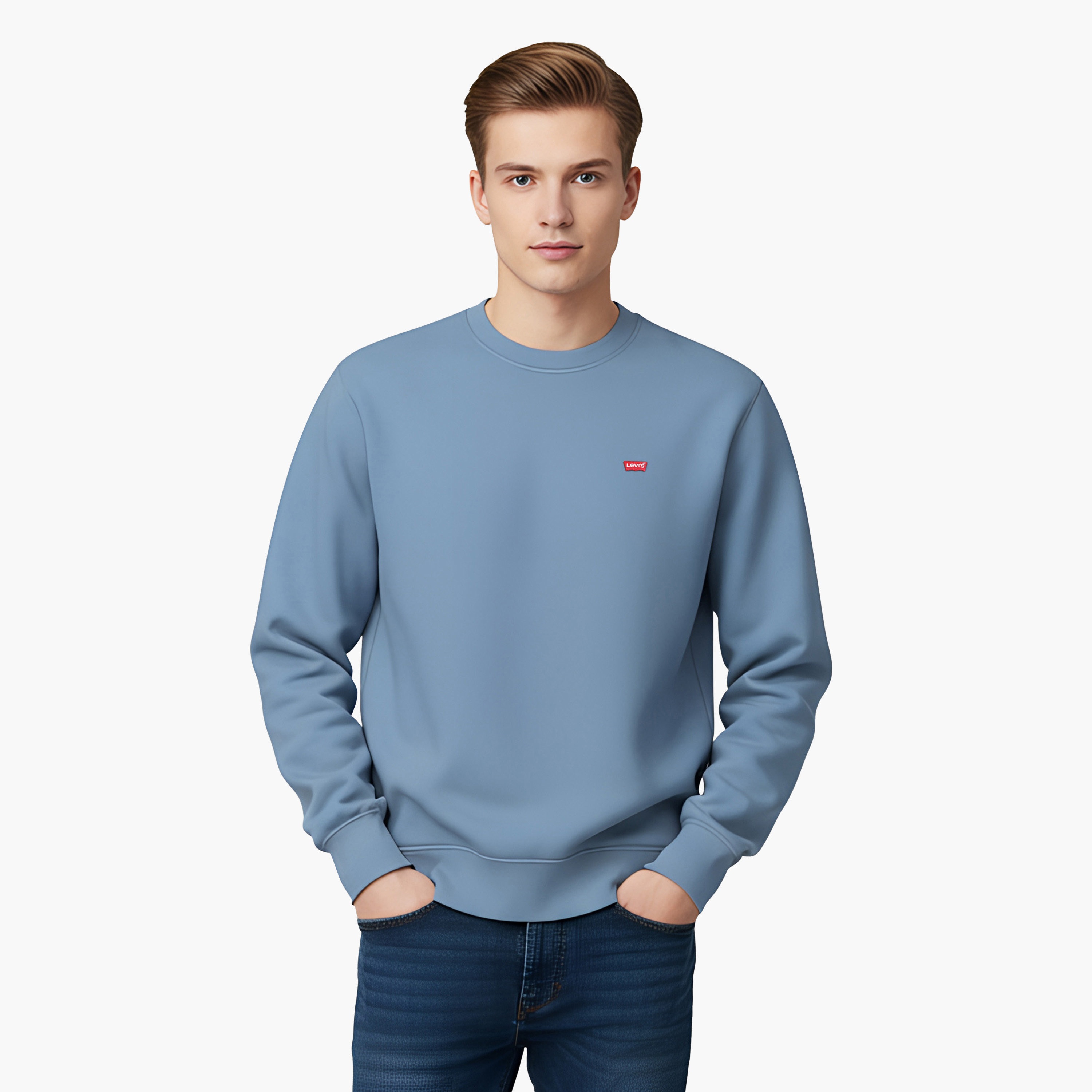 Levi's Plain Crew Neck Long Sleeves Men's Sweatshirt-men-winterwear-hoodiesandsweatshirts-image-1