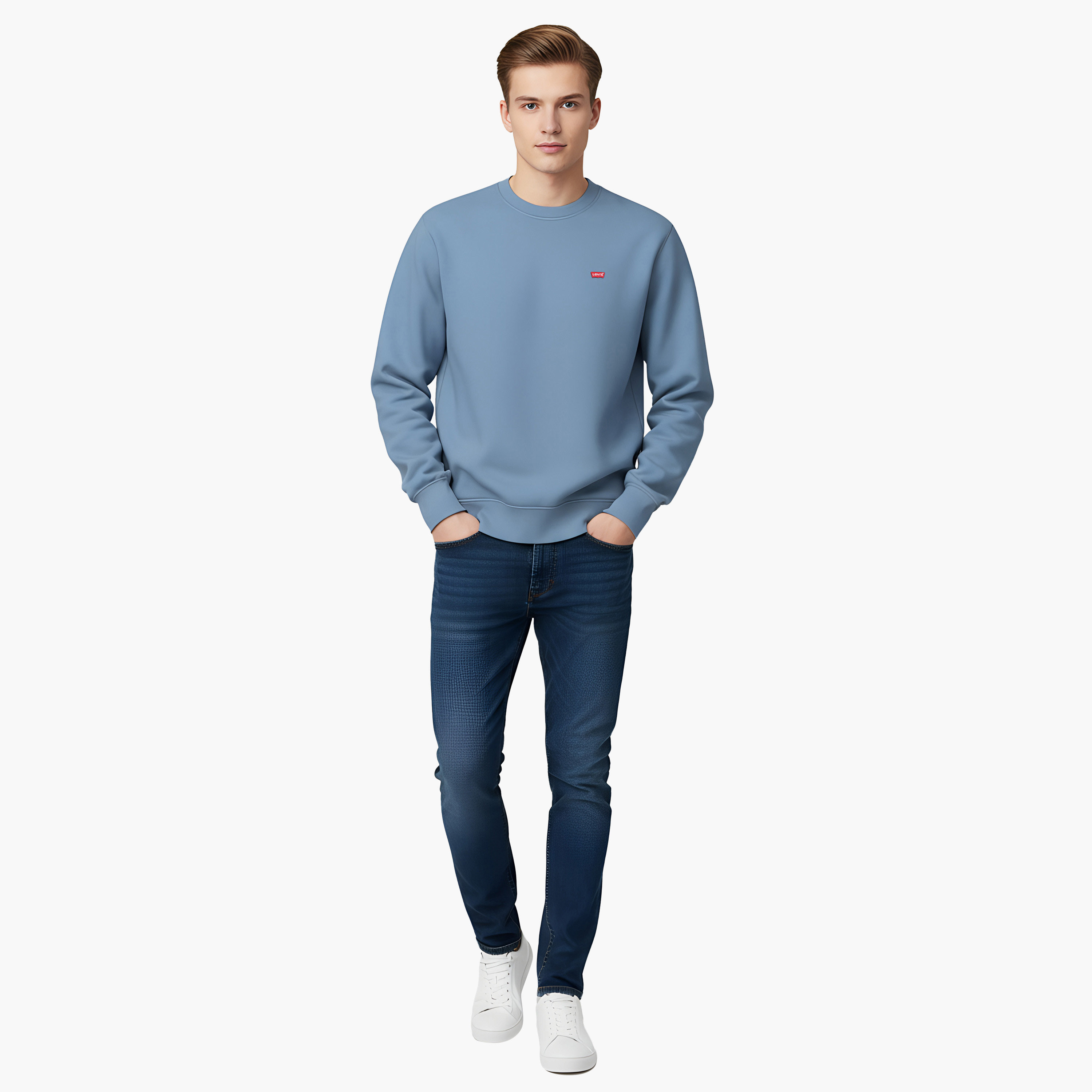 Levi's Plain Crew Neck Long Sleeves Men's Sweatshirt-men-winterwear-hoodiesandsweatshirts-image-2