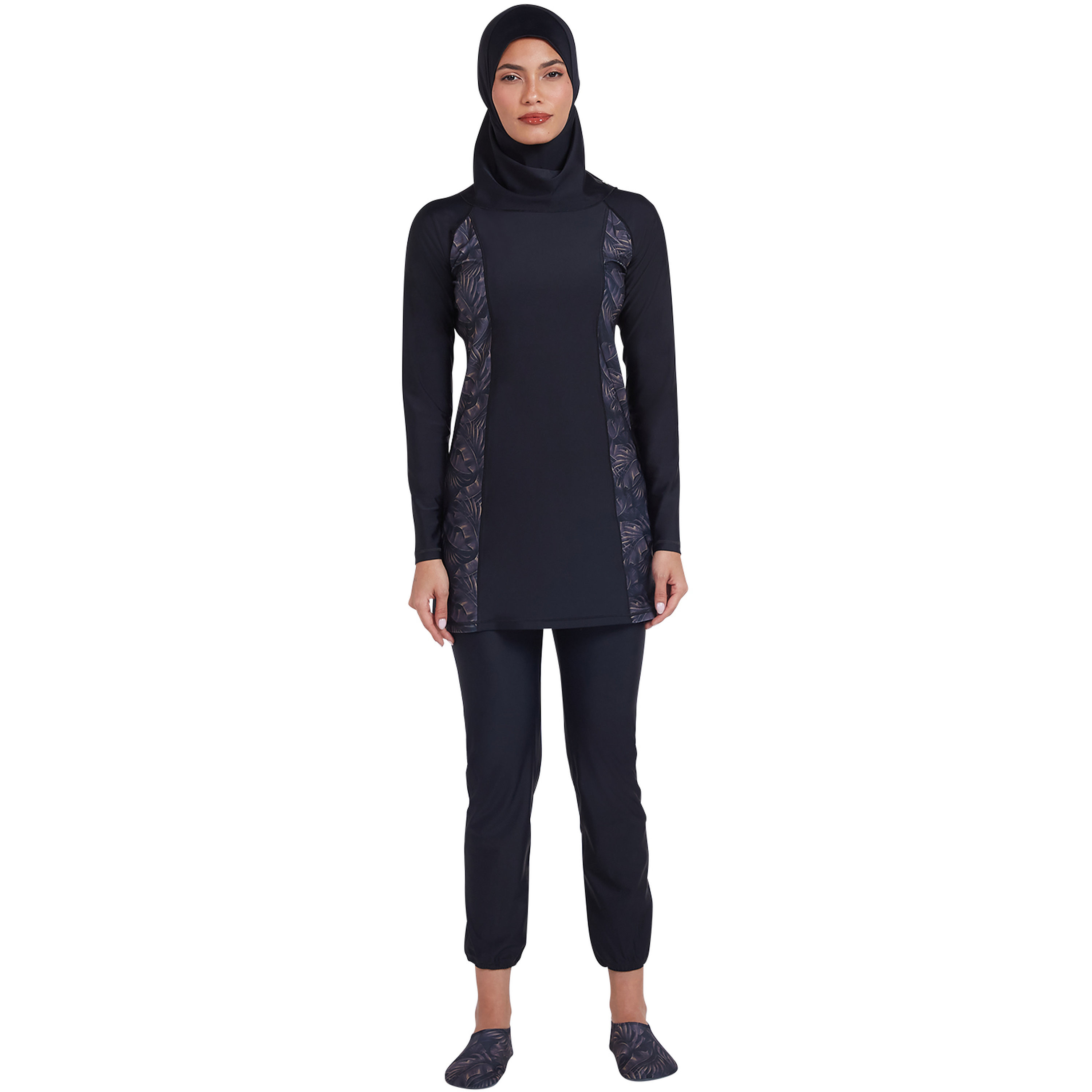كويغا - طقم سباحة نسائي محتشم من 3 قطع، تصميم نحيف، لون أسود وفضي استوائي-women-clothing-swimandbeach-swimsuits-image-4