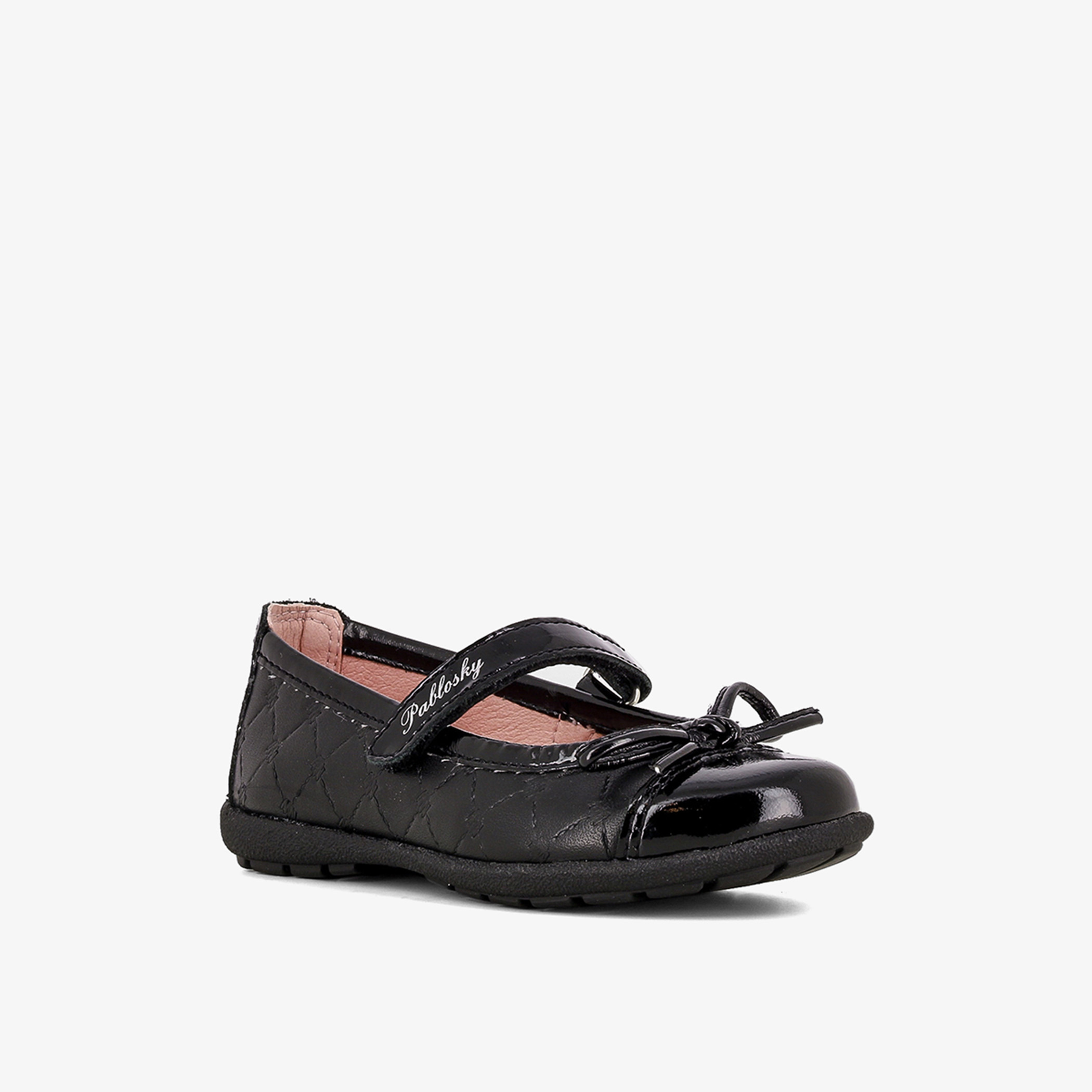 Pablosky Girls' Bow Accent Leather School Shoes with Hook and Loop Closure-girls-shoes-maryjanes-image-16