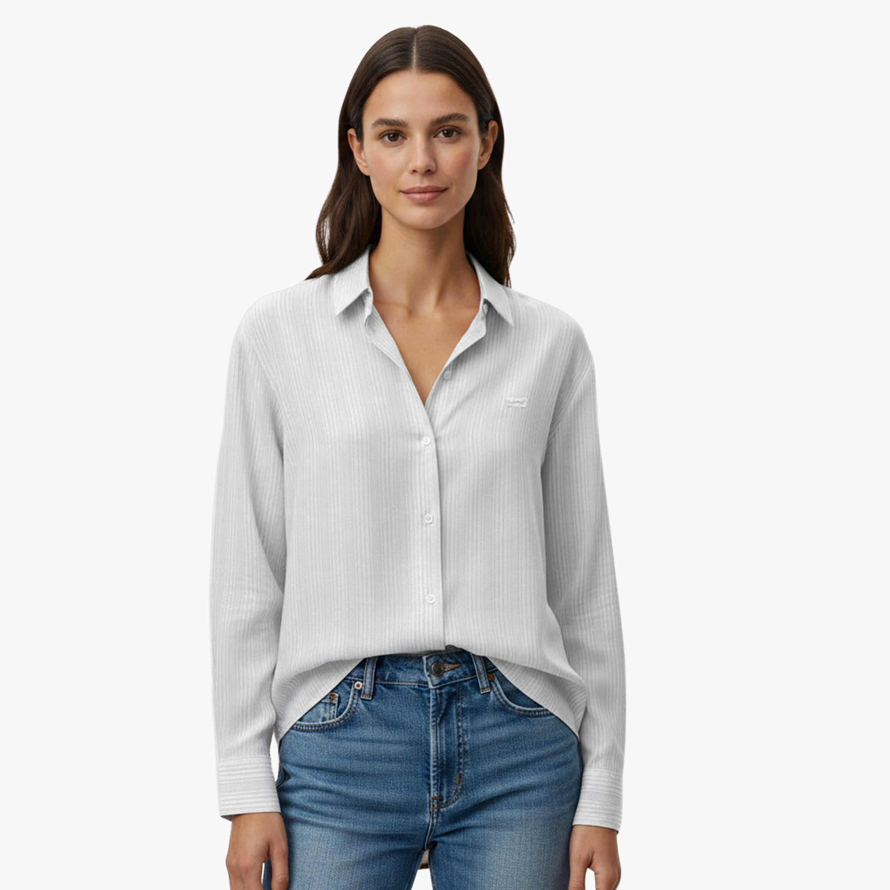 Levi's Striped Collared Long Sleeves Women's Shirt-women-clothing-shirtsandblouses-shirts-image-1