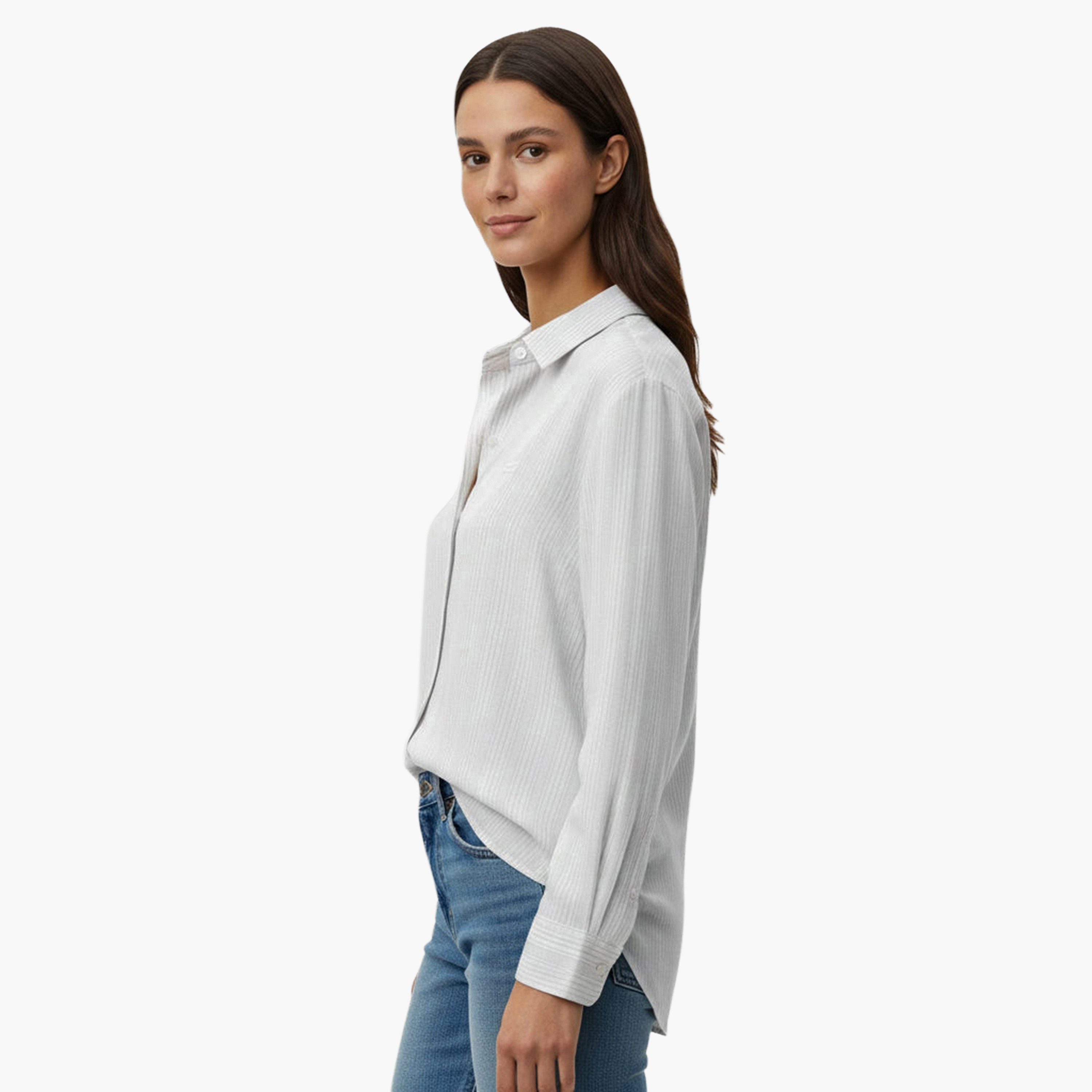 Levi's Striped Collared Long Sleeves Women's Shirt-women-clothing-shirtsandblouses-shirts-image-2