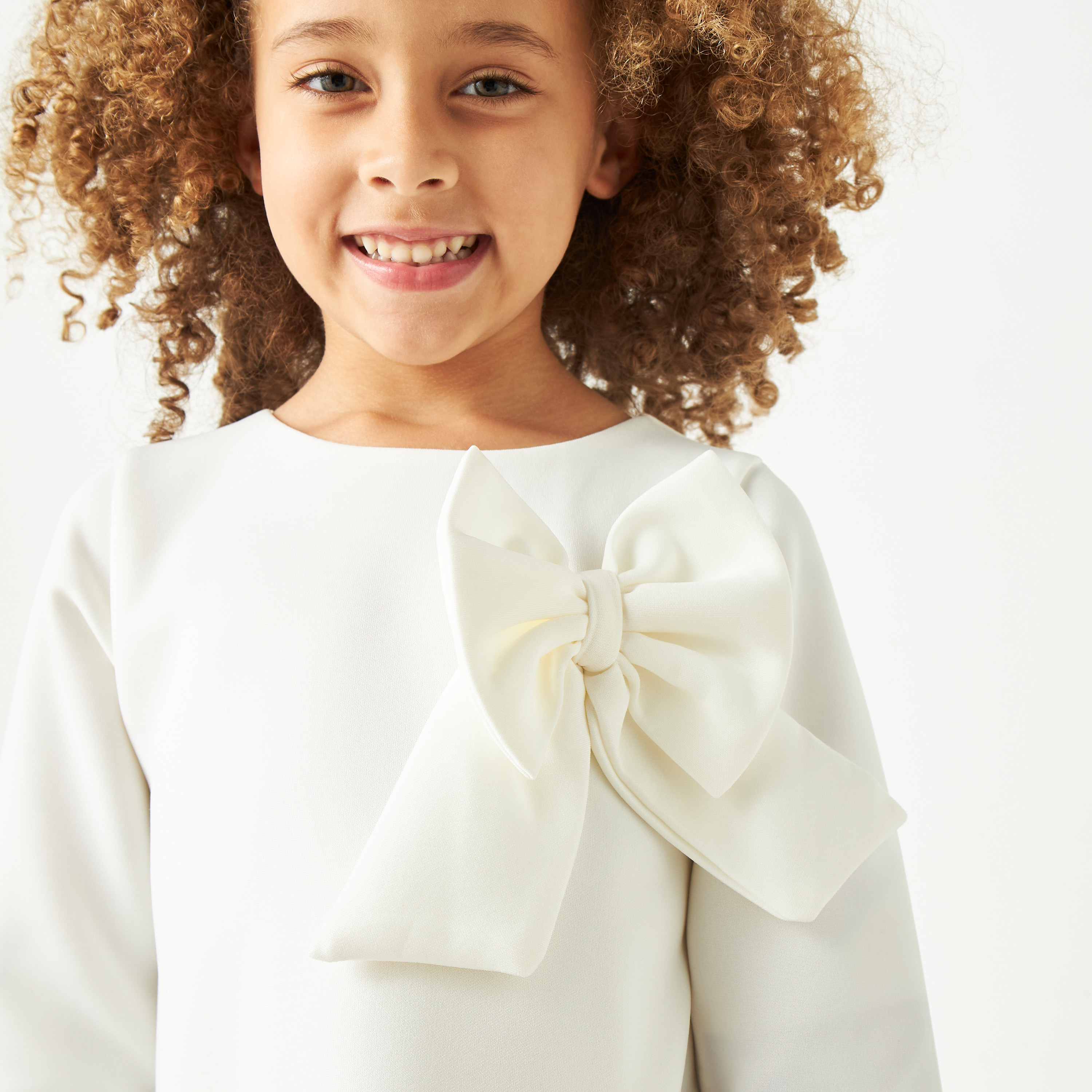 فستان قوالب ملونة بأكمام طويلة وفيونكة من ليتل جولدن أبل-girls-clothing-dressesandjumpsuits-image-12