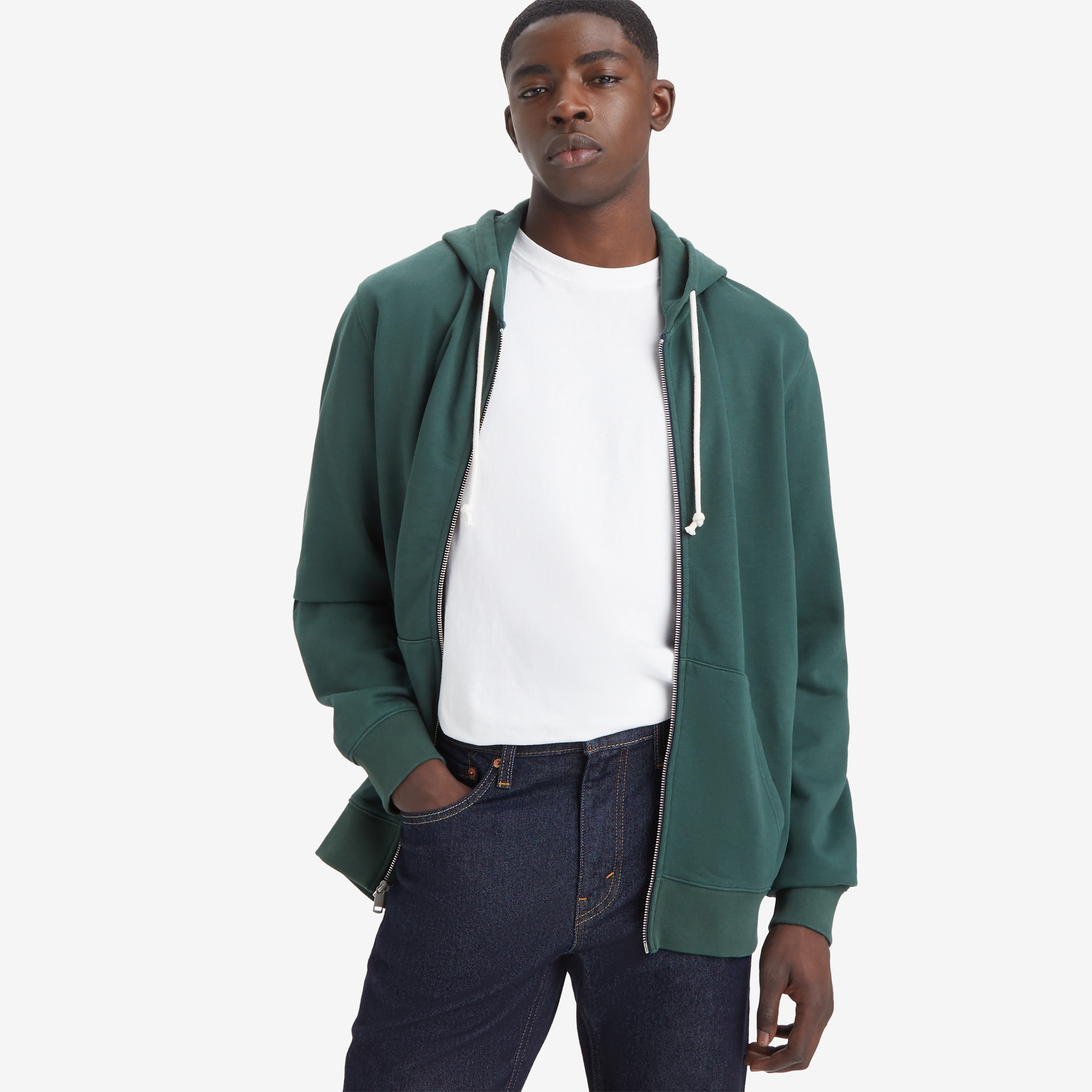 هودي رجالي بغطاء رأس وسحاب وأكمام طويلة بشعار من ليفايس-men-clothing-hoodiesandsweatshirts-image-4