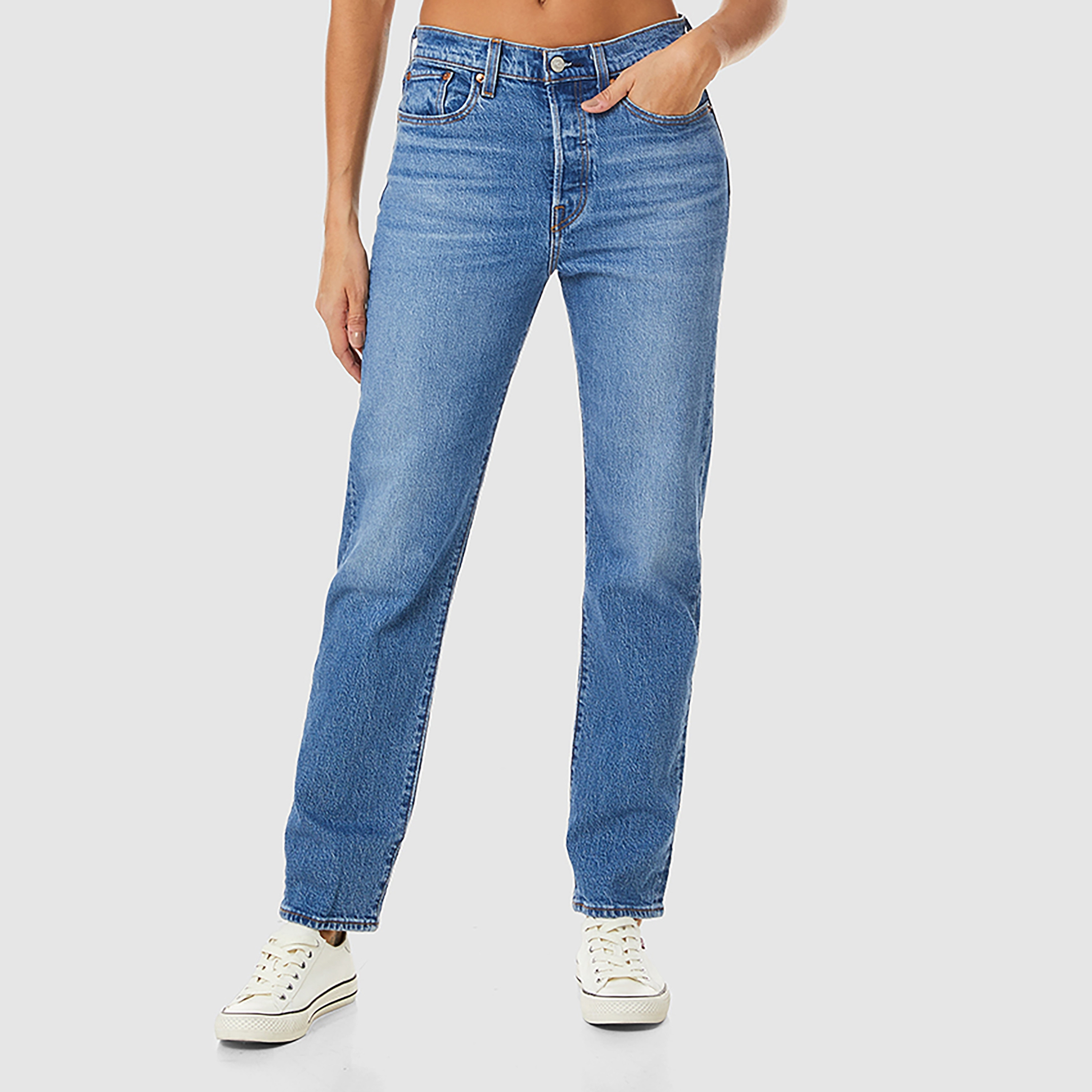 Levi's Straight Fit Blue Plain Women's Jeans-women-clothing-bottoms-jeans-image-1