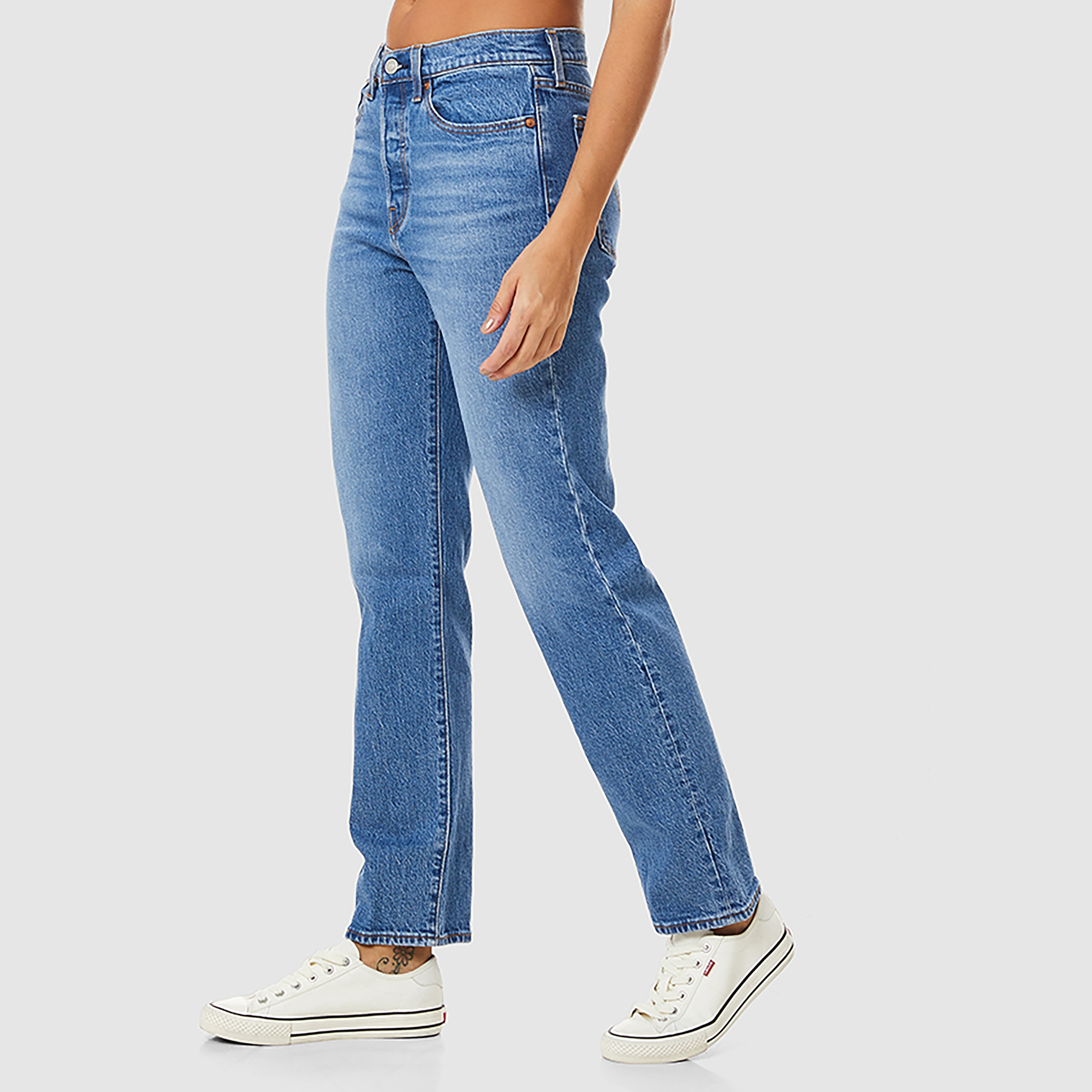 Levi's Straight Fit Blue Plain Women's Jeans-women-clothing-bottoms-jeans-image-4