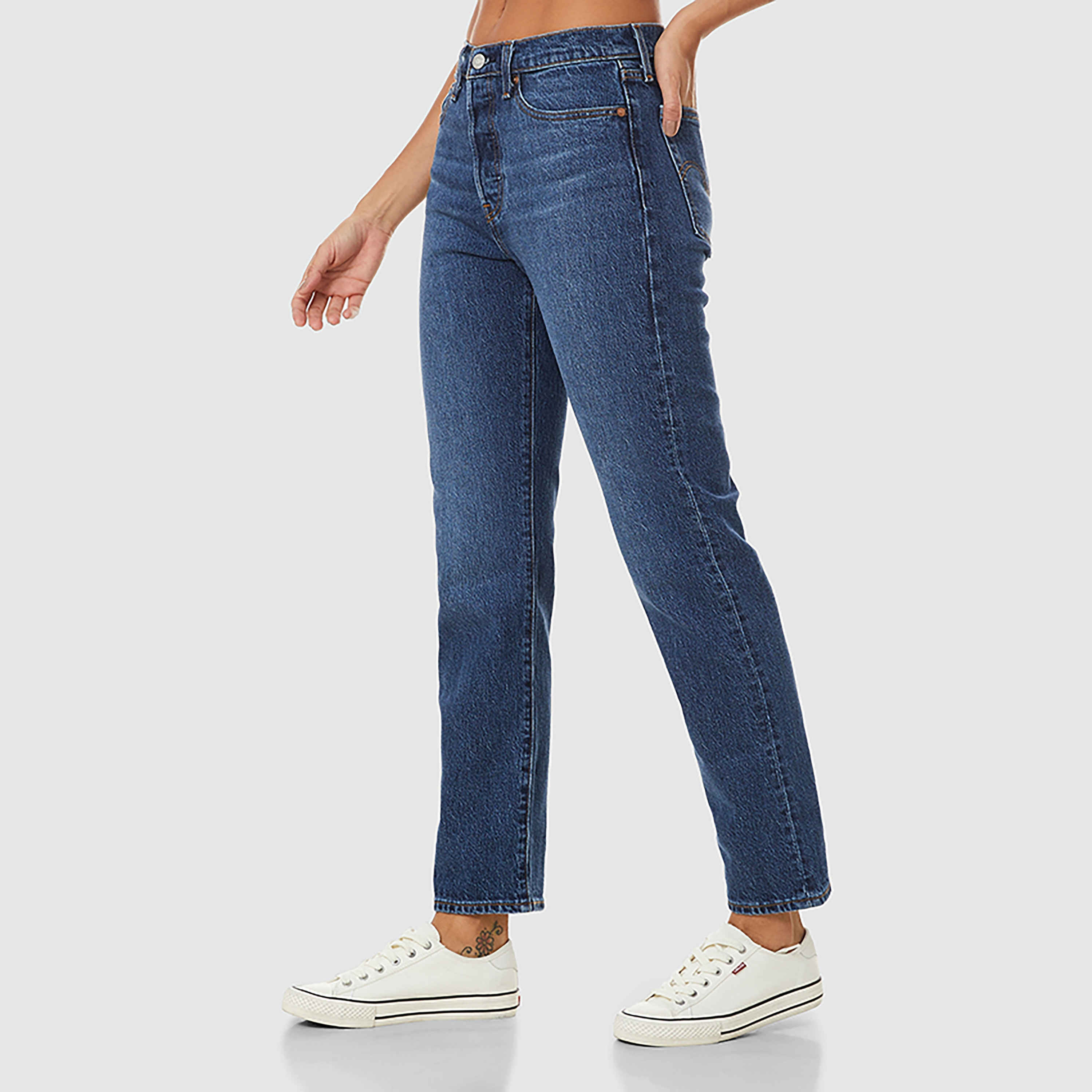 Levi's Straight Fit Blue Plain Women's Jeans-women-clothing-bottoms-jeans-image-4