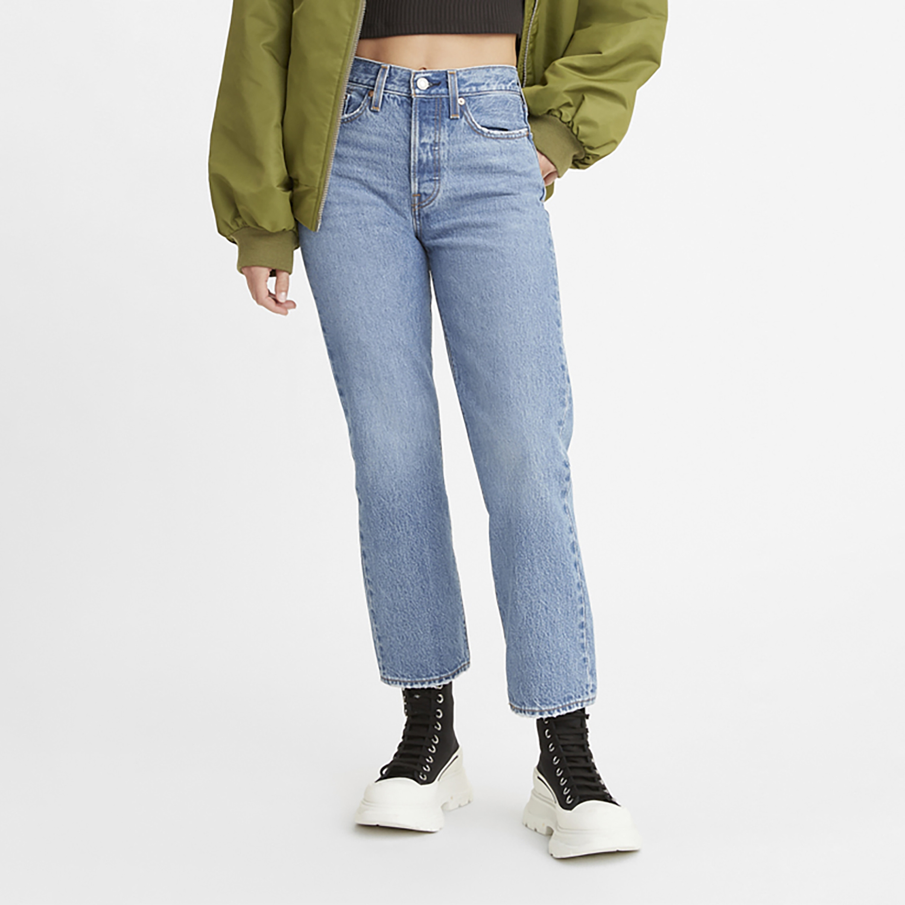 Levi's Straight Fit Blue Plain Women's Jeans-women-clothing-bottoms-jeans-image-1