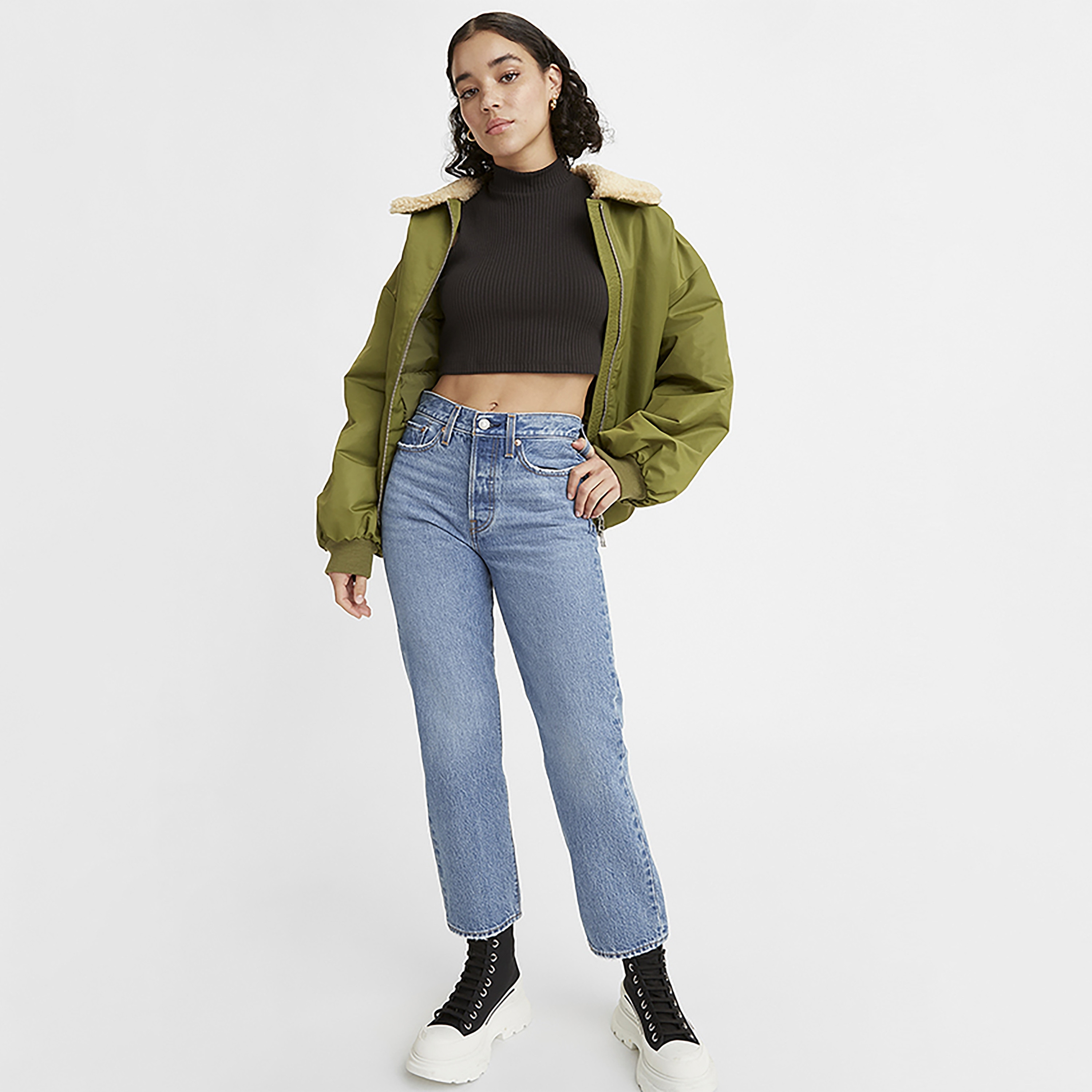 Levi's Straight Fit Blue Plain Women's Jeans-women-clothing-bottoms-jeans-image-2