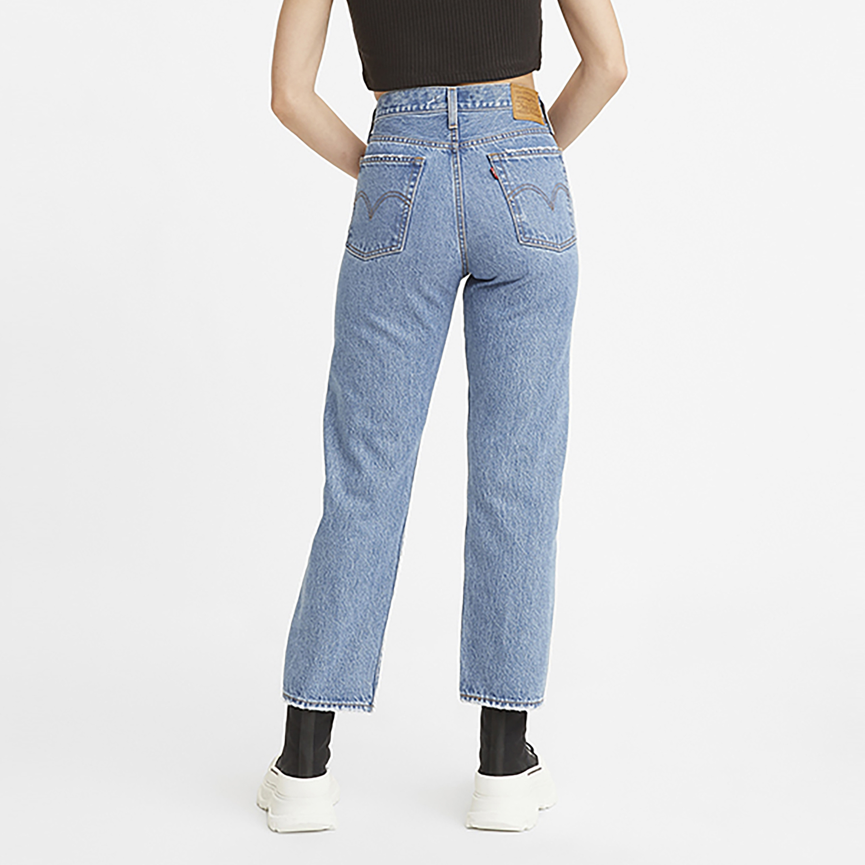 Levi's Straight Fit Blue Plain Women's Jeans-women-clothing-bottoms-jeans-image-3