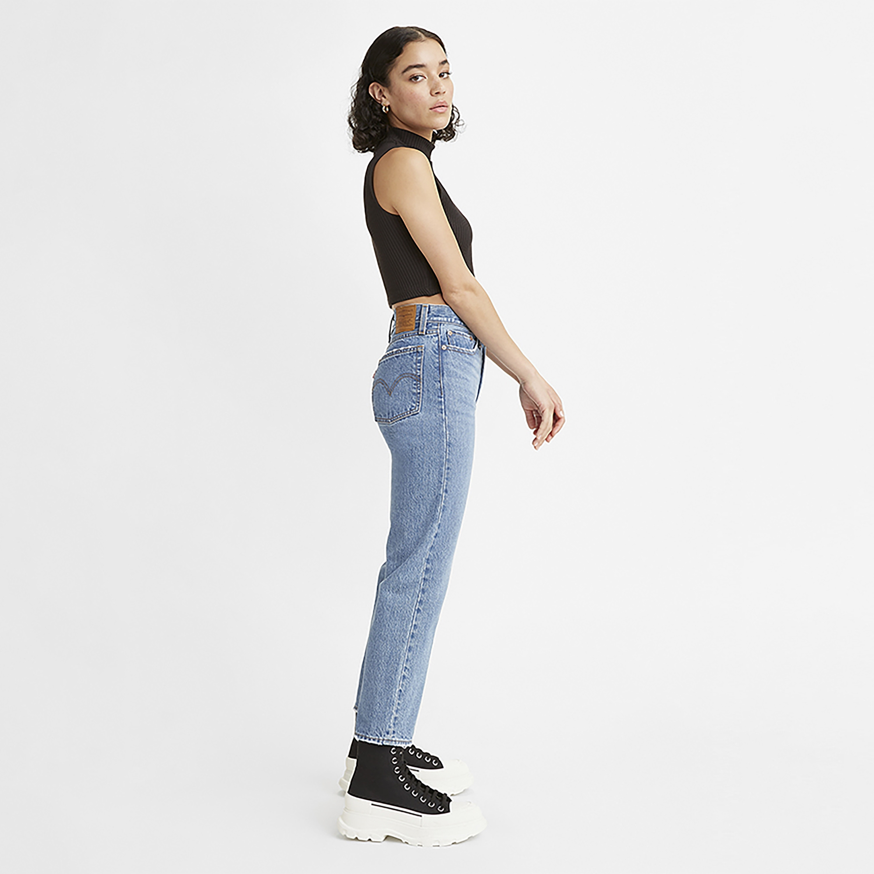Levi's Straight Fit Blue Plain Women's Jeans-women-clothing-bottoms-jeans-image-4