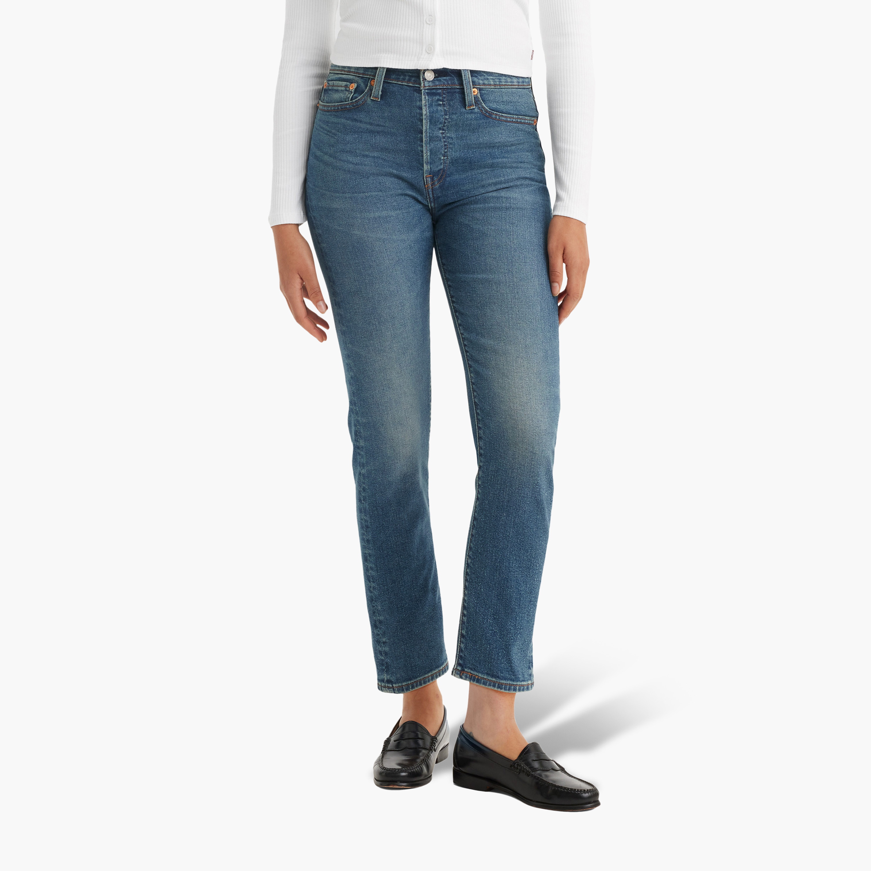 بنطلون جينز نسائي مغسول قصة مستقيمة - أزرق - مقاس 30 من ليفايز-women-clothing-bottoms-jeans-image-1