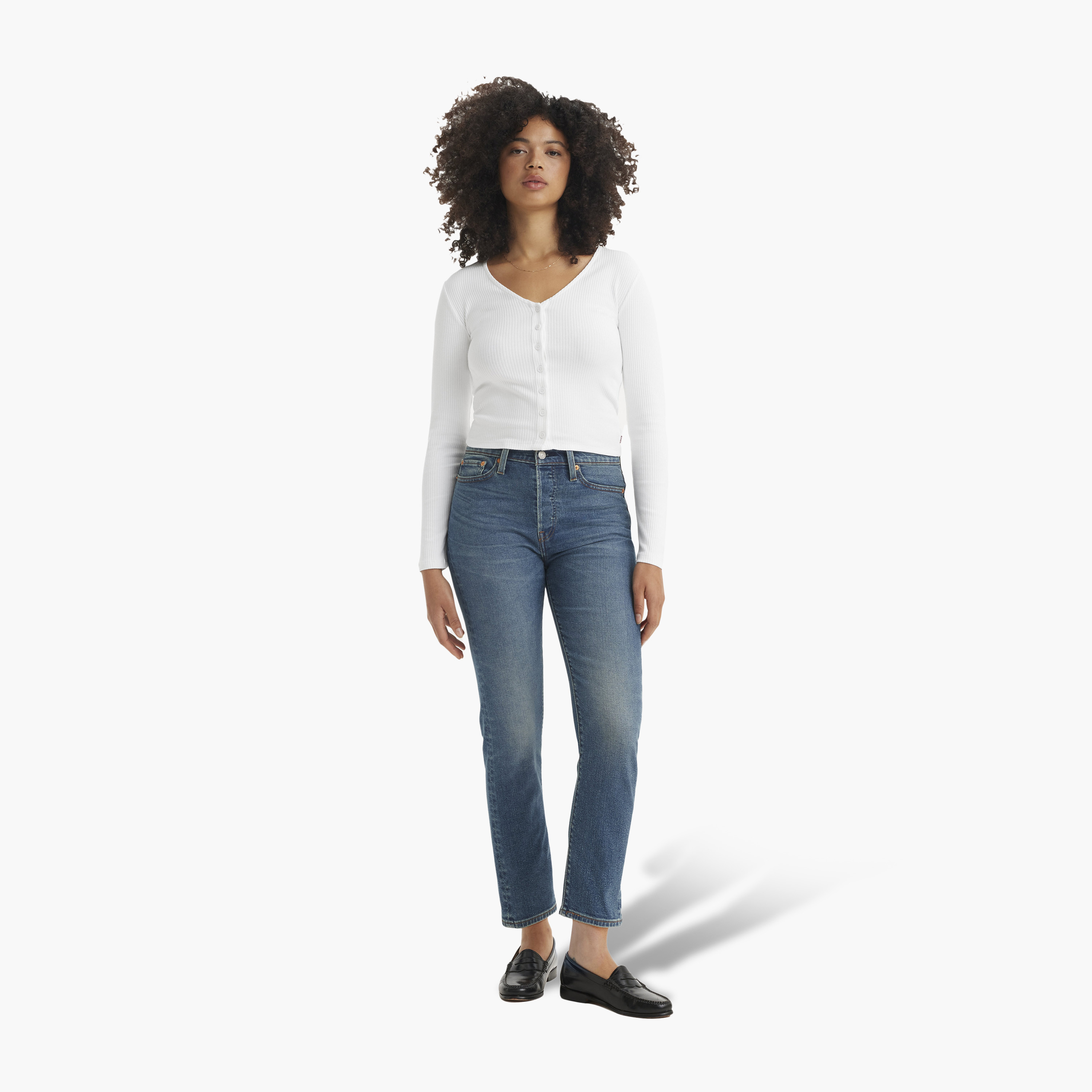 بنطلون جينز نسائي مغسول قصة مستقيمة - أزرق - مقاس 30 من ليفايز-women-clothing-bottoms-jeans-image-2