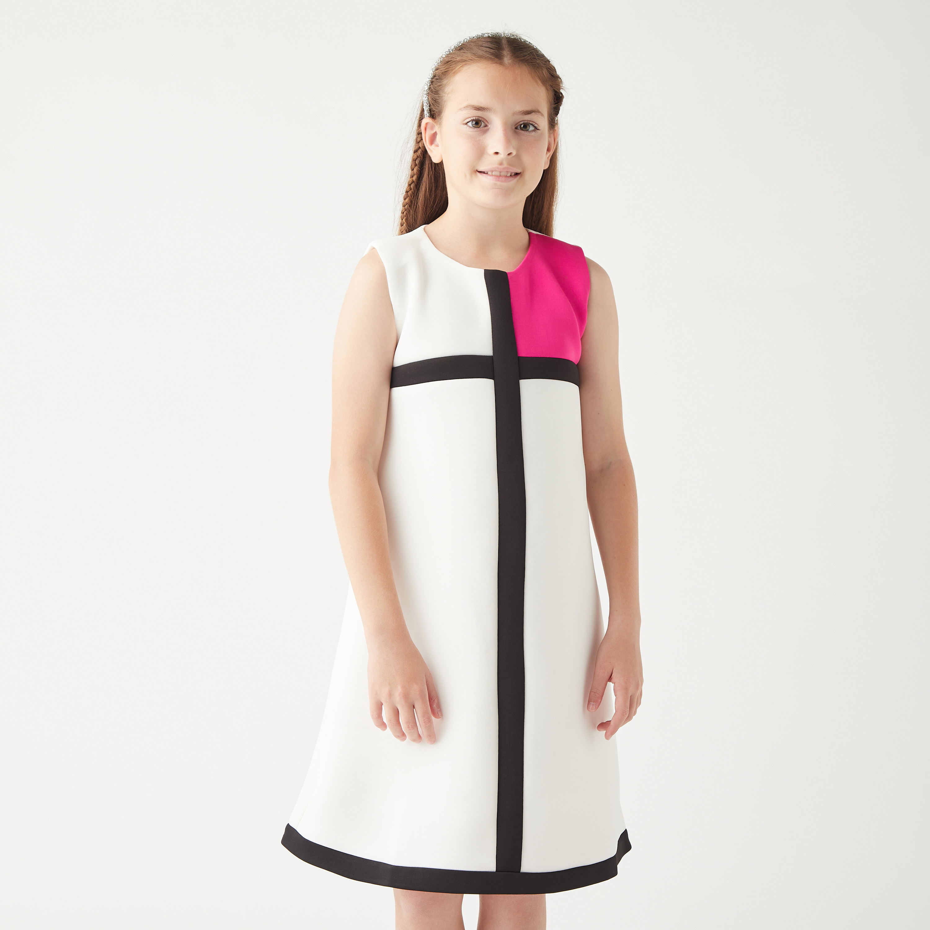 Little Golden Apple Colourblock Sleeveless Dress with Zip Closure-girls-clothing-dressesandjumpsuits-image-1