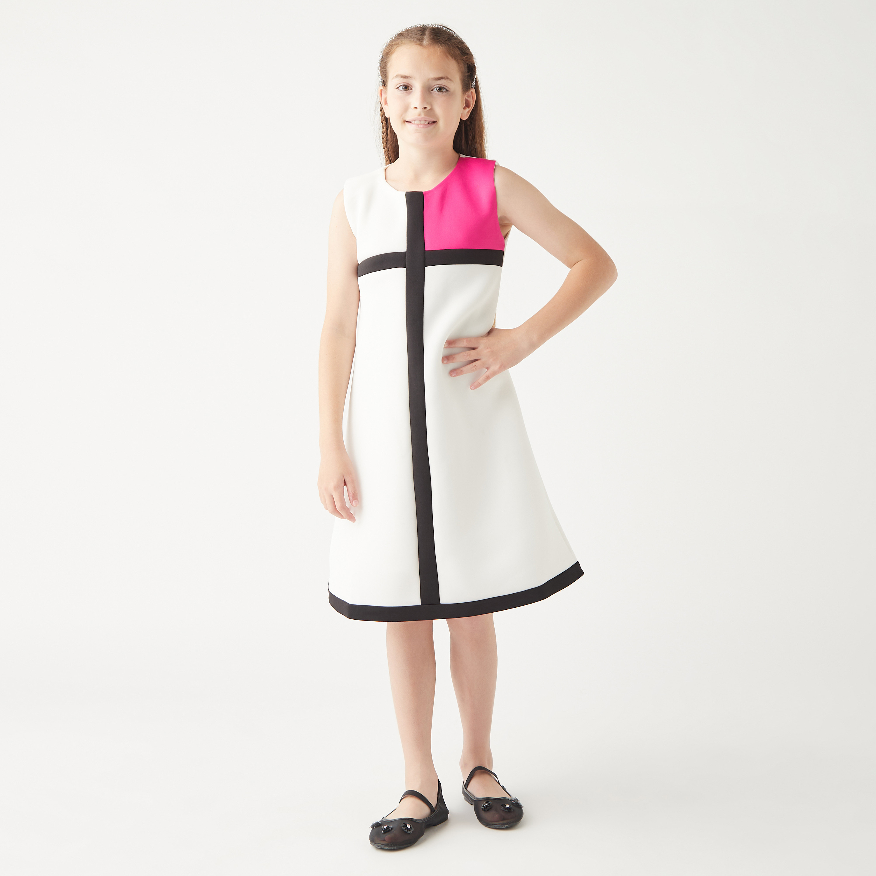 Little Golden Apple Colourblock Sleeveless Dress with Zip Closure-girls-clothing-dressesandjumpsuits-image-2