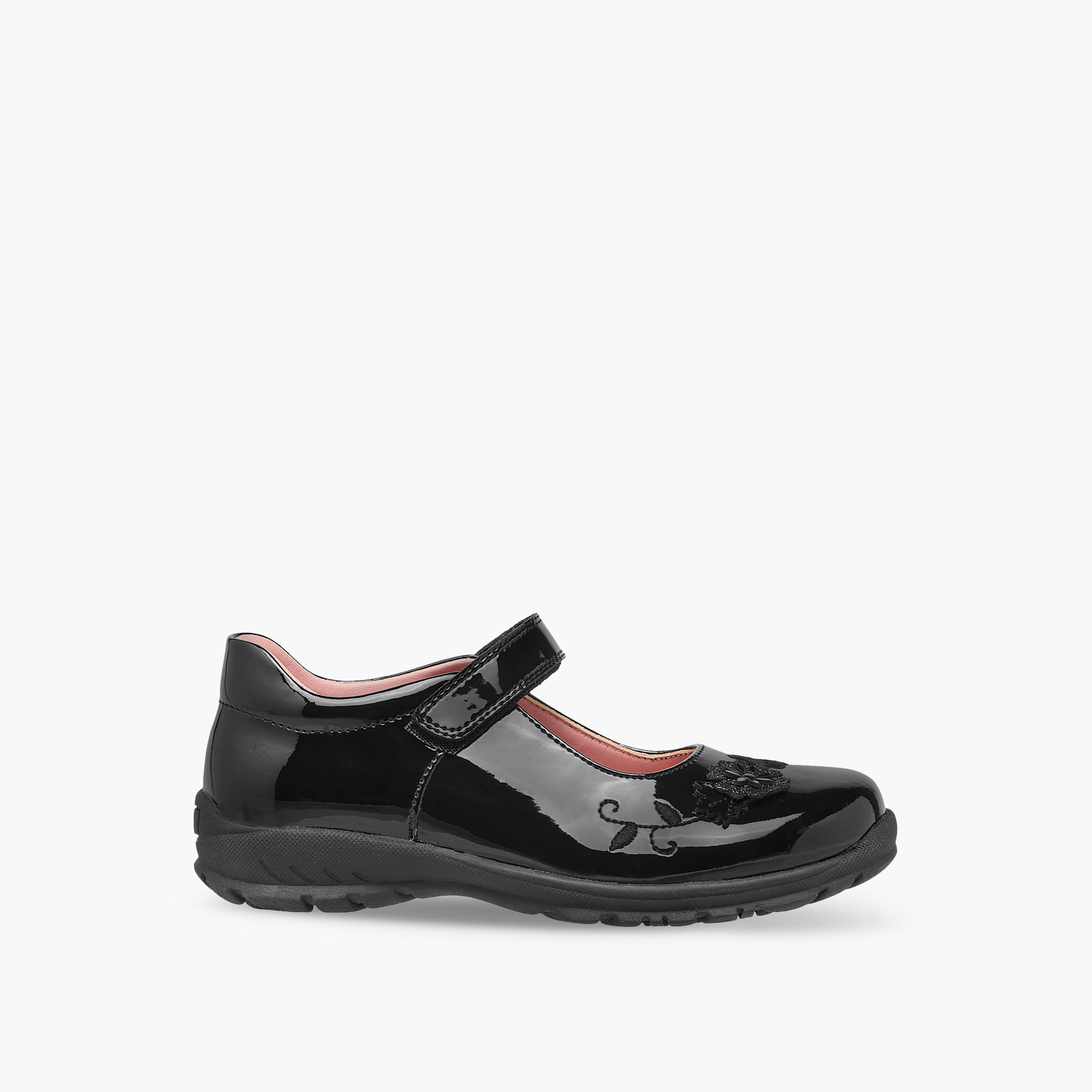 Juniors Floral Embroidered Mary Jane School Shoes with Hook and Loop Closure-girls-shoes-schoolshoes-image-3