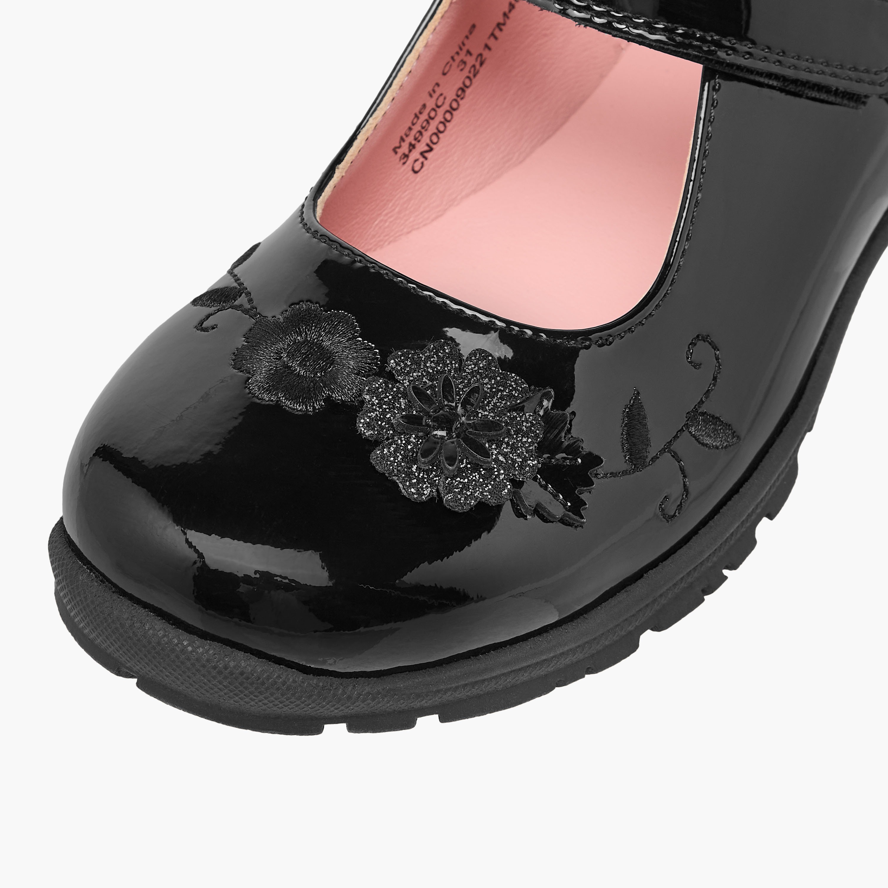 Juniors Floral Embroidered Mary Jane School Shoes with Hook and Loop Closure-girls-shoes-schoolshoes-image-6