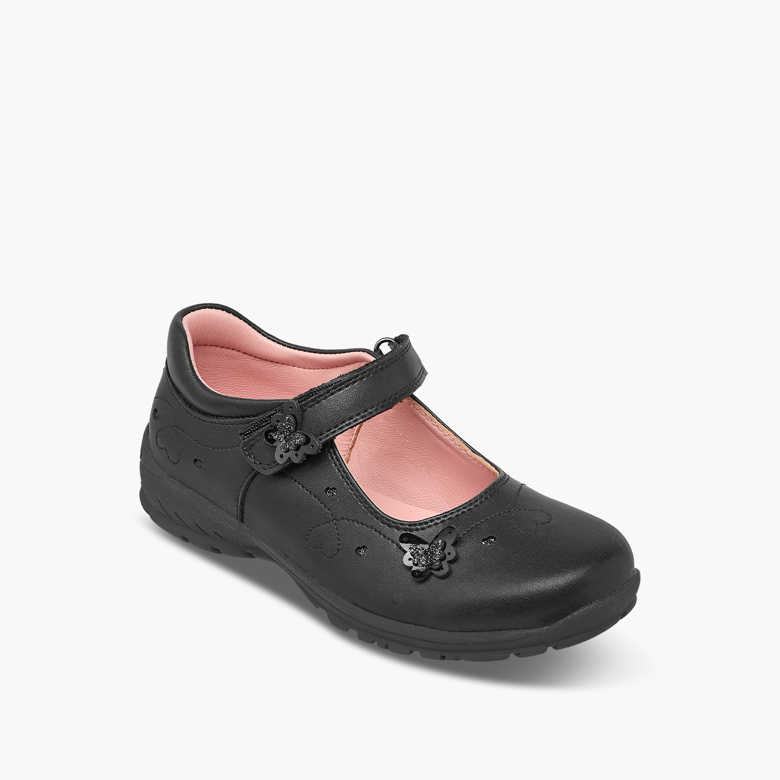 Juniors Butterfly Accent Mary Jane School Shoes with Hook and Loop Closure-girls-shoes-schoolshoes-image-2