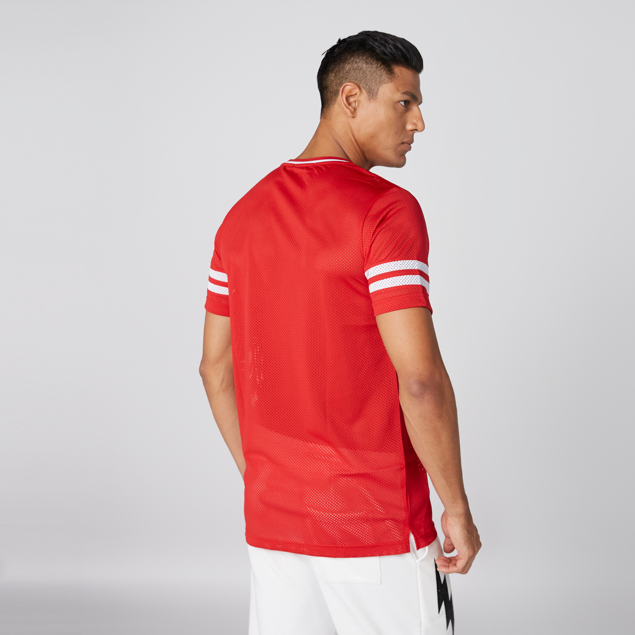 Printed Mesh T-Shirt with Round Neck and Short Sleeves-men-clothing-tshirtsandpolos-tshirts-image-2