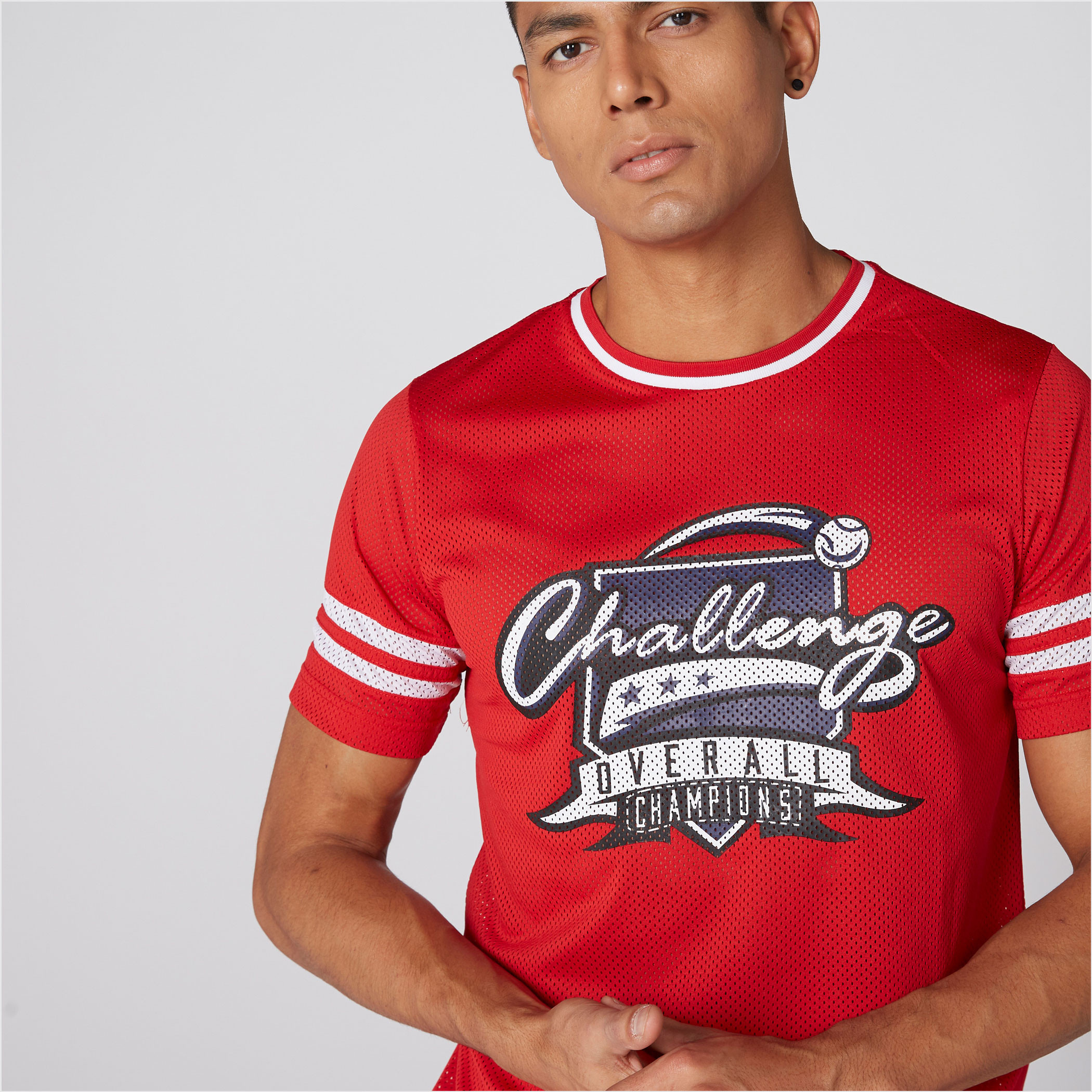 Printed Mesh T-Shirt with Round Neck and Short Sleeves-men-clothing-tshirtsandpolos-tshirts-image-4