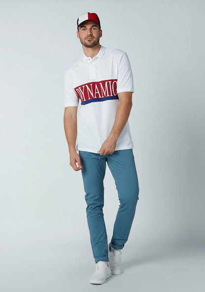 Embroidered Oversized T-shirt with Short Sleeves and Polo Neck