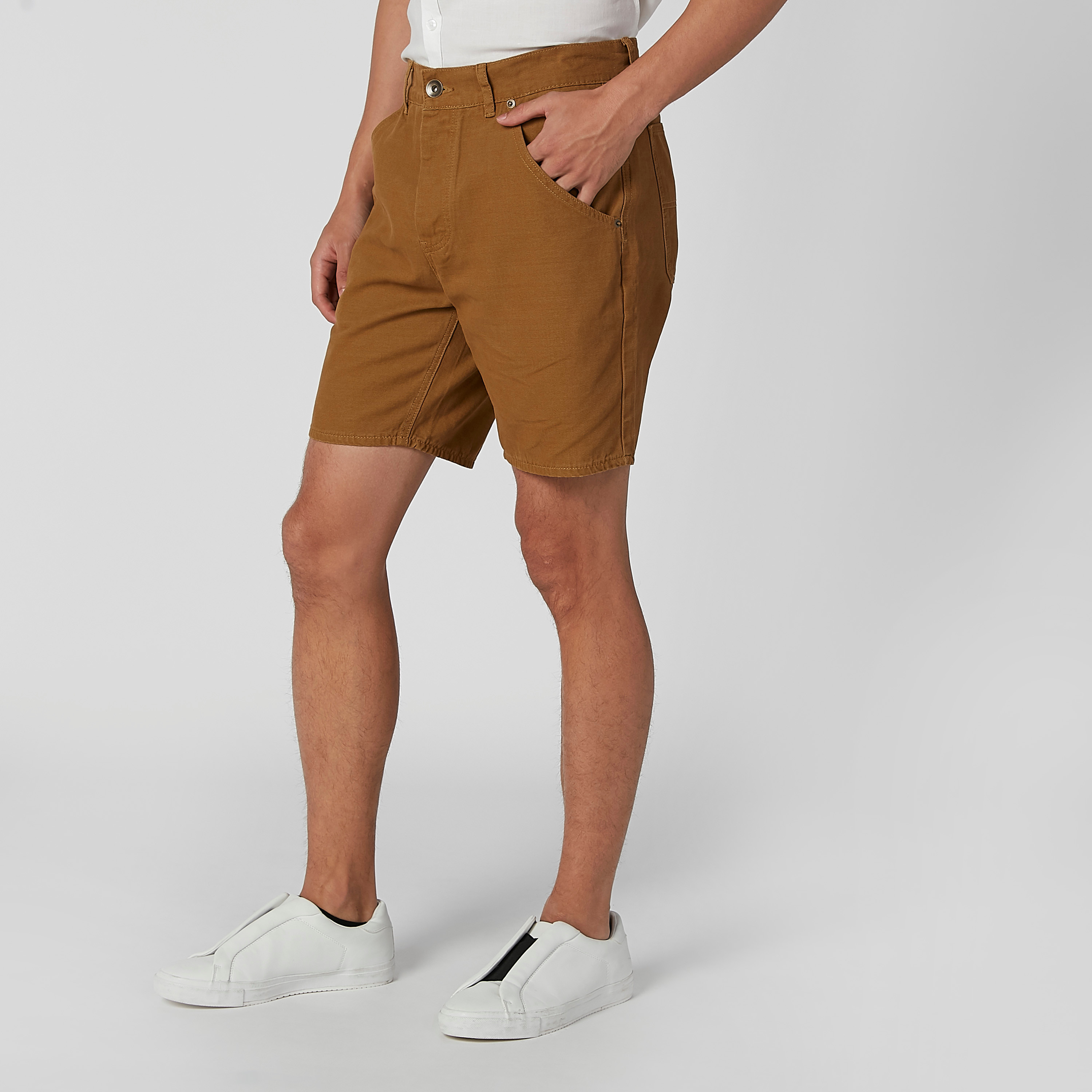 Slim Fit Plain Shorts with Pocket Detail and Belt Loops-men-clothing-bottoms-shorts-image-3