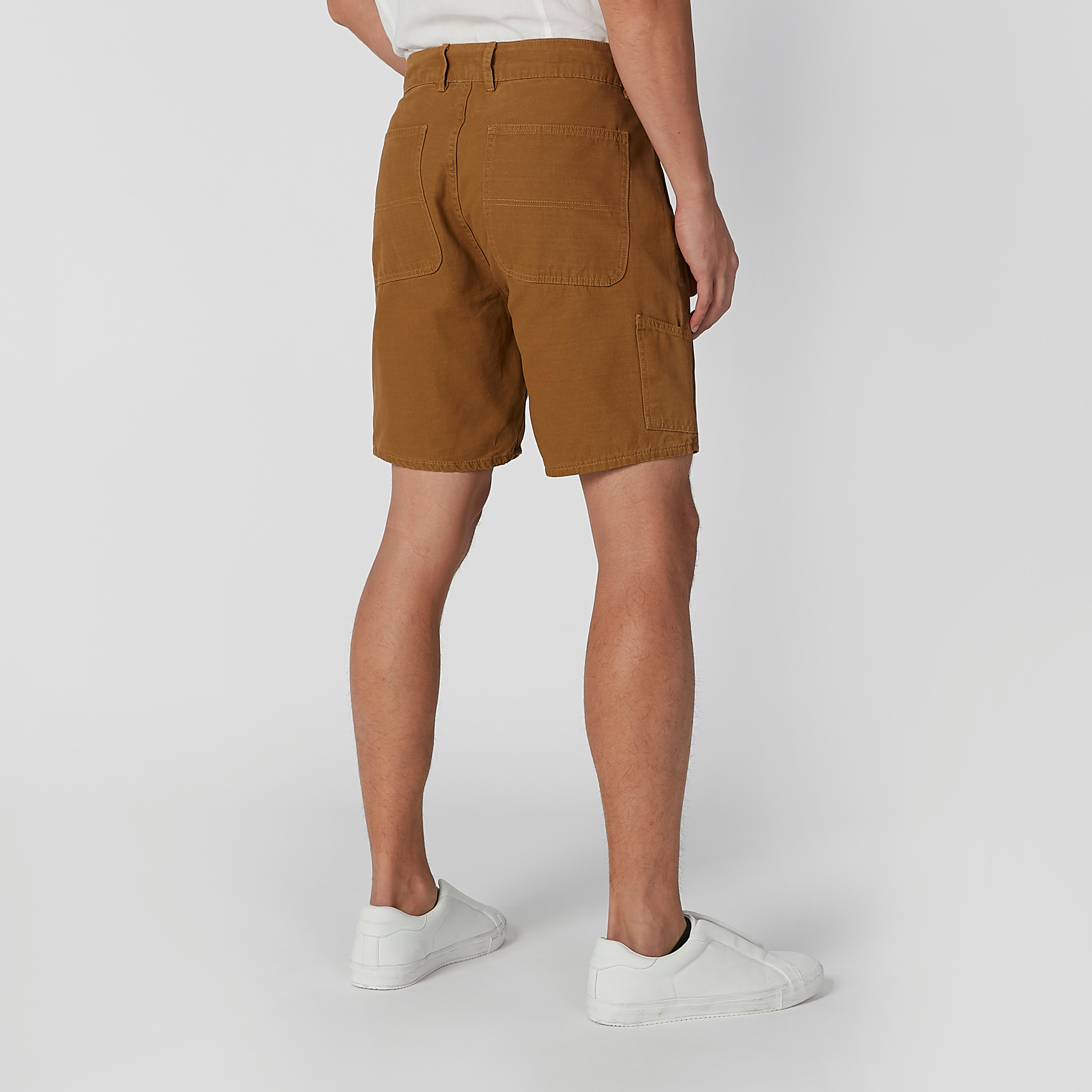 Slim Fit Plain Shorts with Pocket Detail and Belt Loops-men-clothing-bottoms-shorts-image-4