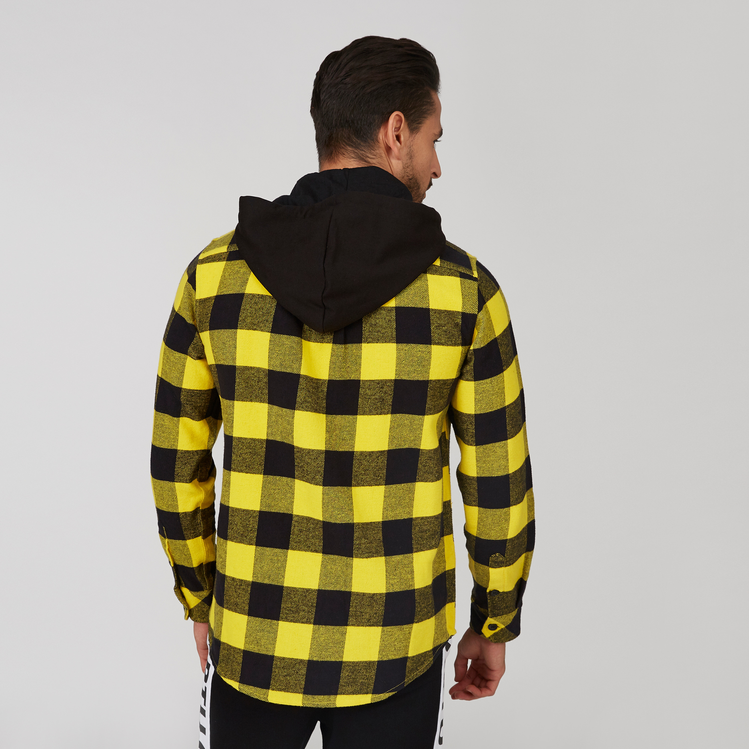 Checked Shirt with Buttoned Flap Pockets and Drawstring Hood-men-clothing-shirts-image-12