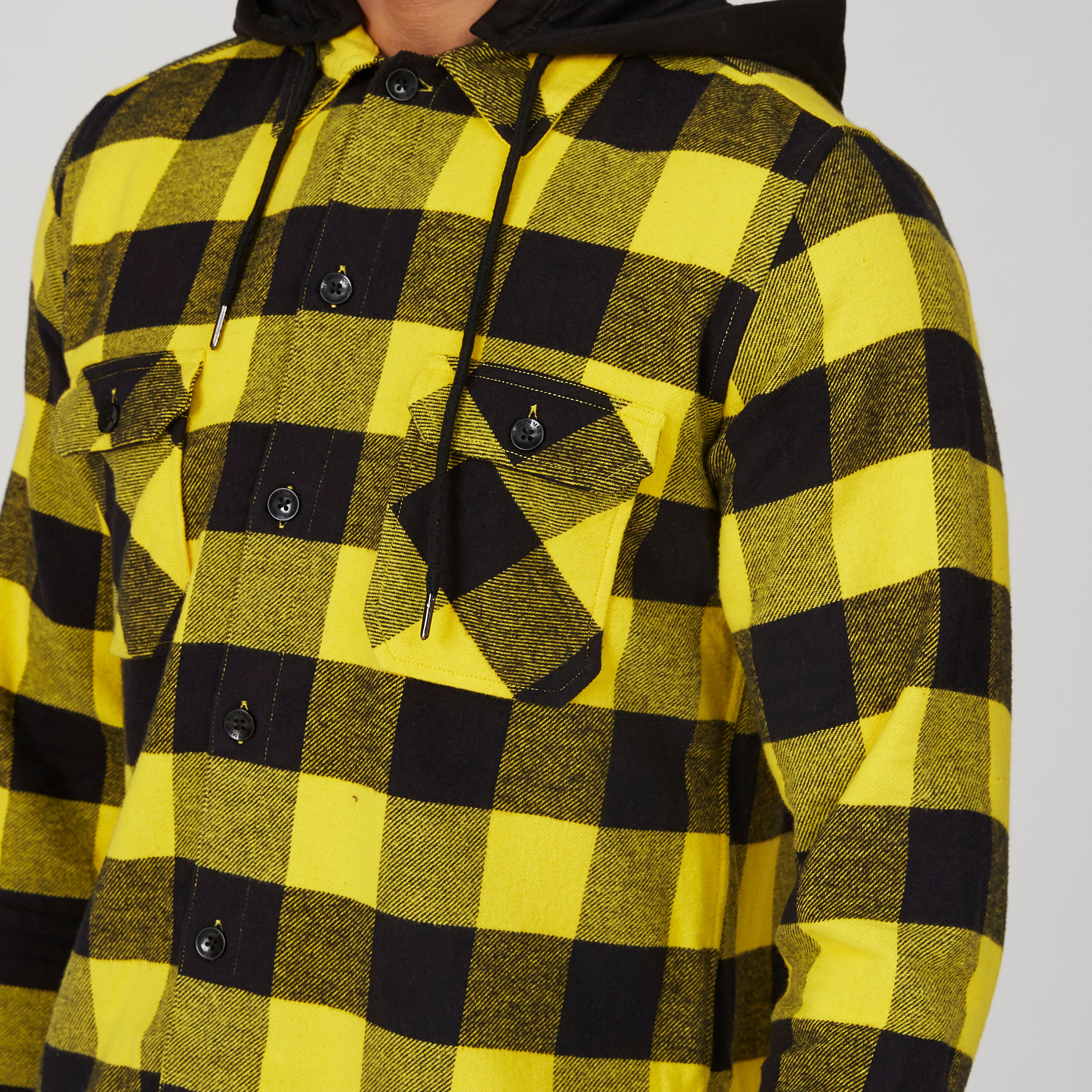Checked Shirt with Buttoned Flap Pockets and Drawstring Hood-men-clothing-shirts-image-15