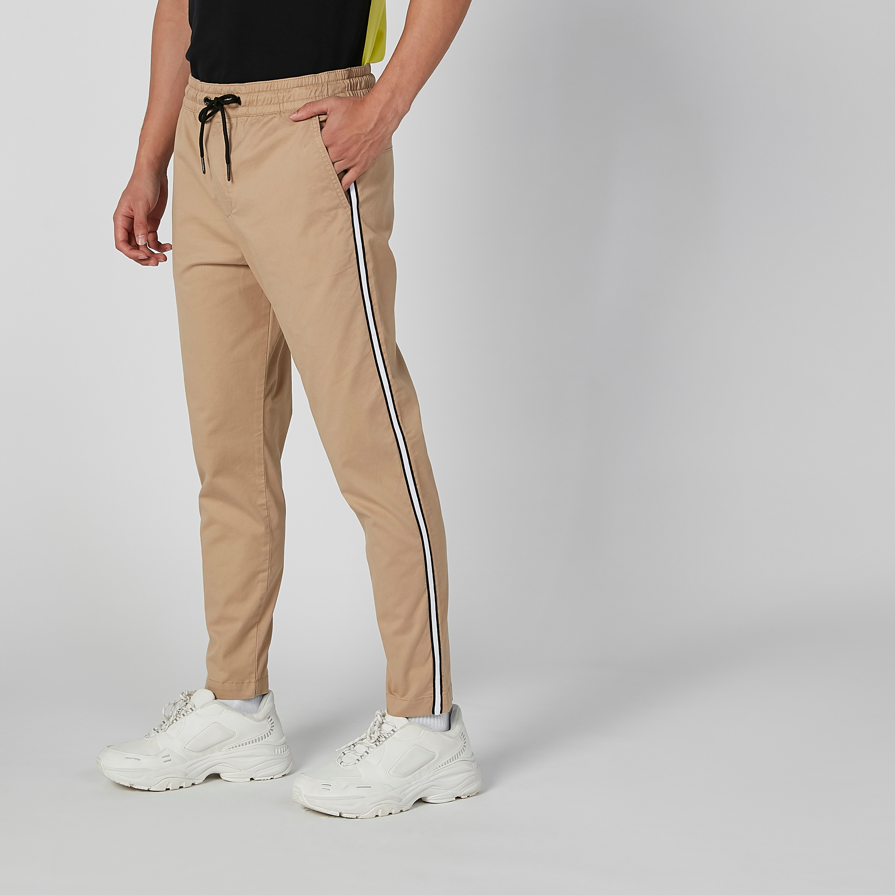 Khaki pants sale with stripe