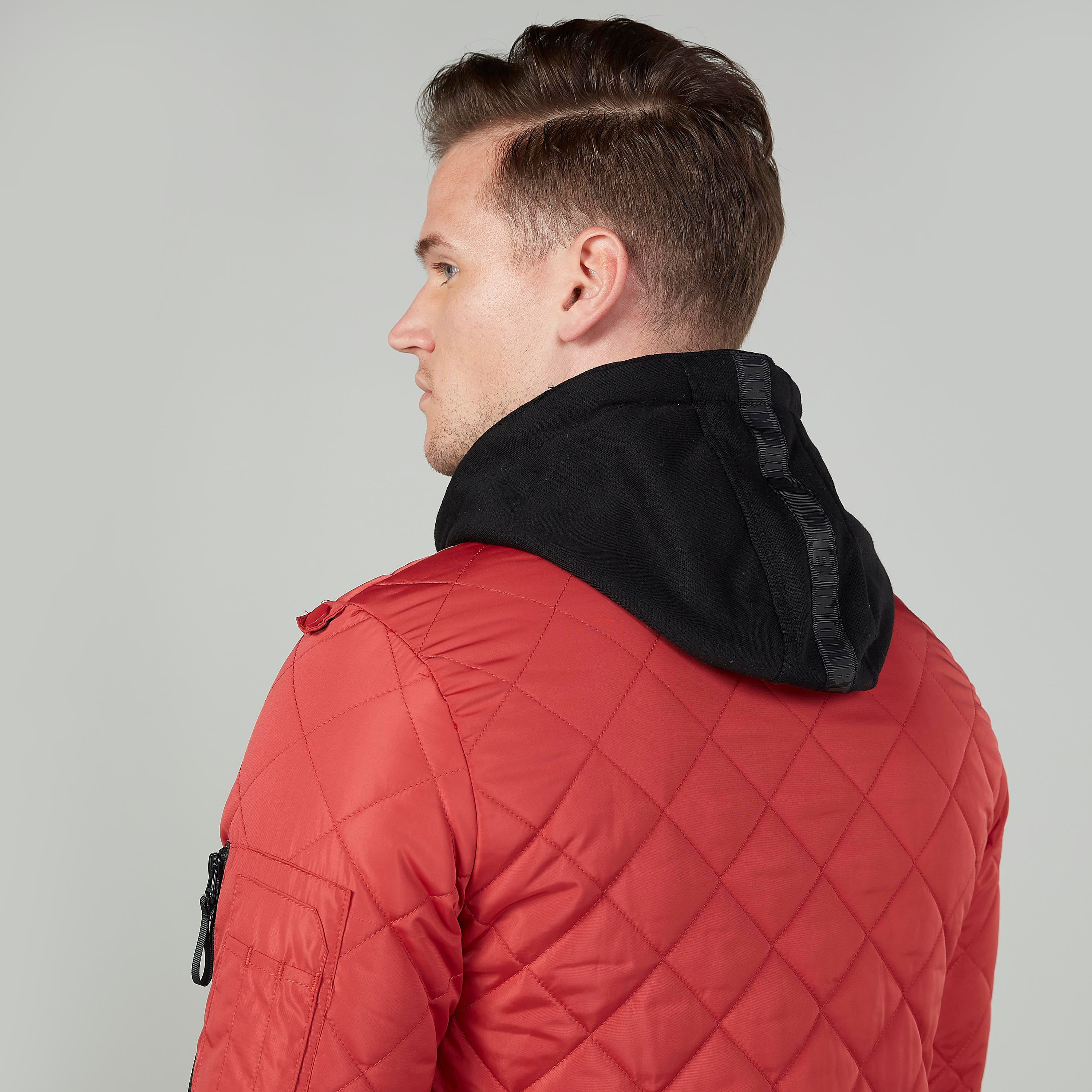 Shop Quilted Jacket with Long Sleeves and Hood Online Shop Quilted Jacket with Long Sleeves and Hood Online