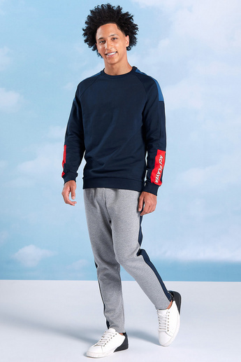 Slim Fit Solid Sweatshirt with Crew Neck and Long Sleeves