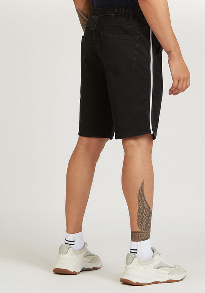 Tape Detail Mid-Rise Shorts with Pockets and Drawstring