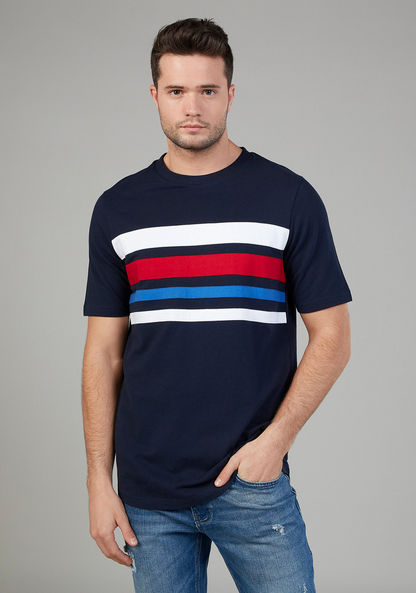 Striped T-shirt with Round Neck and Short Sleeves