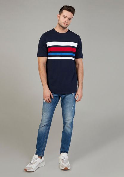 Striped T-shirt with Round Neck and Short Sleeves