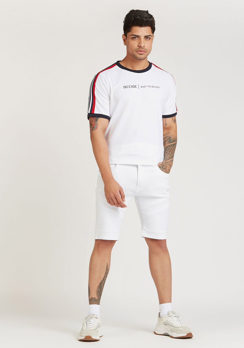 Textured Mid-Rise Shorts with Pocket Detail and Belt Loops-Shorts-image-1