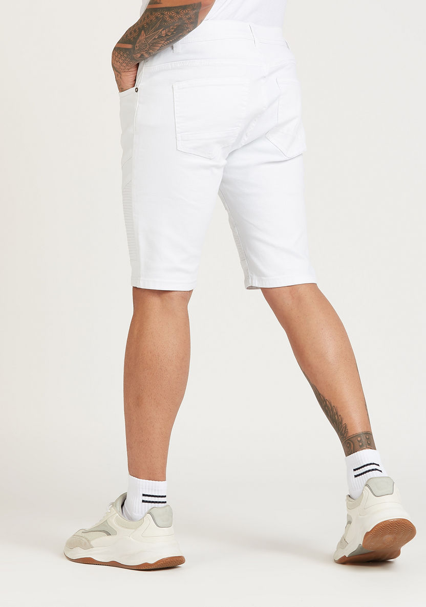 Textured Mid-Rise Shorts with Pocket Detail and Belt Loops-Shorts-image-3