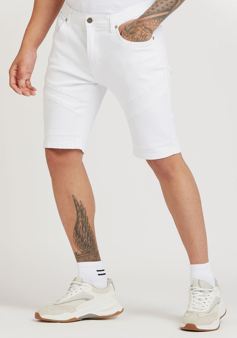 Textured Mid-Rise Shorts with Pocket Detail and Belt Loops-Shorts-image-4