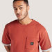 Solid T-shirt with Chest Pocket and Crew Neck-T Shirts-thumbnailMobile-2