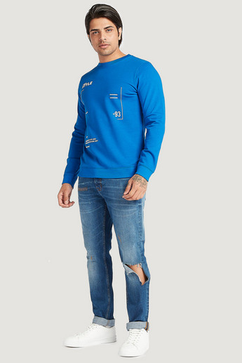 Sustainable Printed Crew Neck Sweatshirt with Long Sleeves