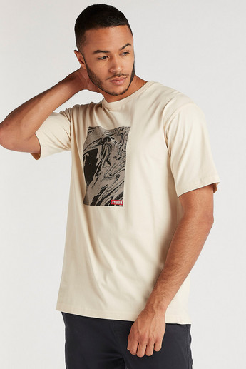 Sustainable Printed T-shirt with Short Sleeves and Crew Neck