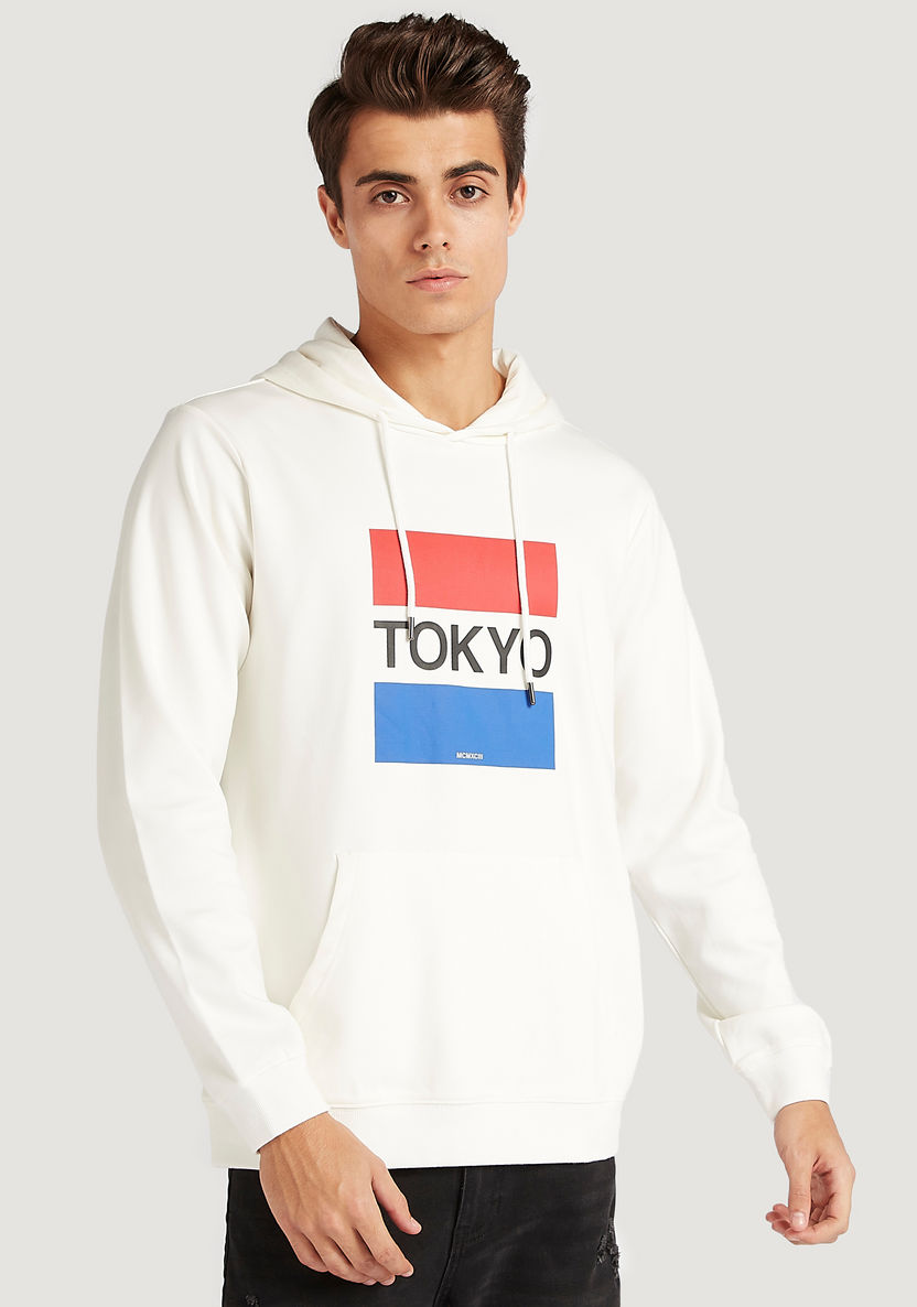 Printed Hooded Sweatshirt with Long Sleeves and Kangaroo Pocket-Hoodies and Sweatshirts-image-0