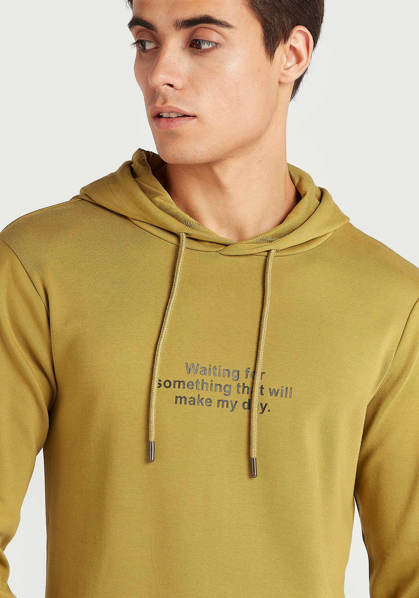 Printed Hooded Sweatshirt with Long Sleeves and Kangaroo Pocket-Hoodies and Sweatshirts-image-4