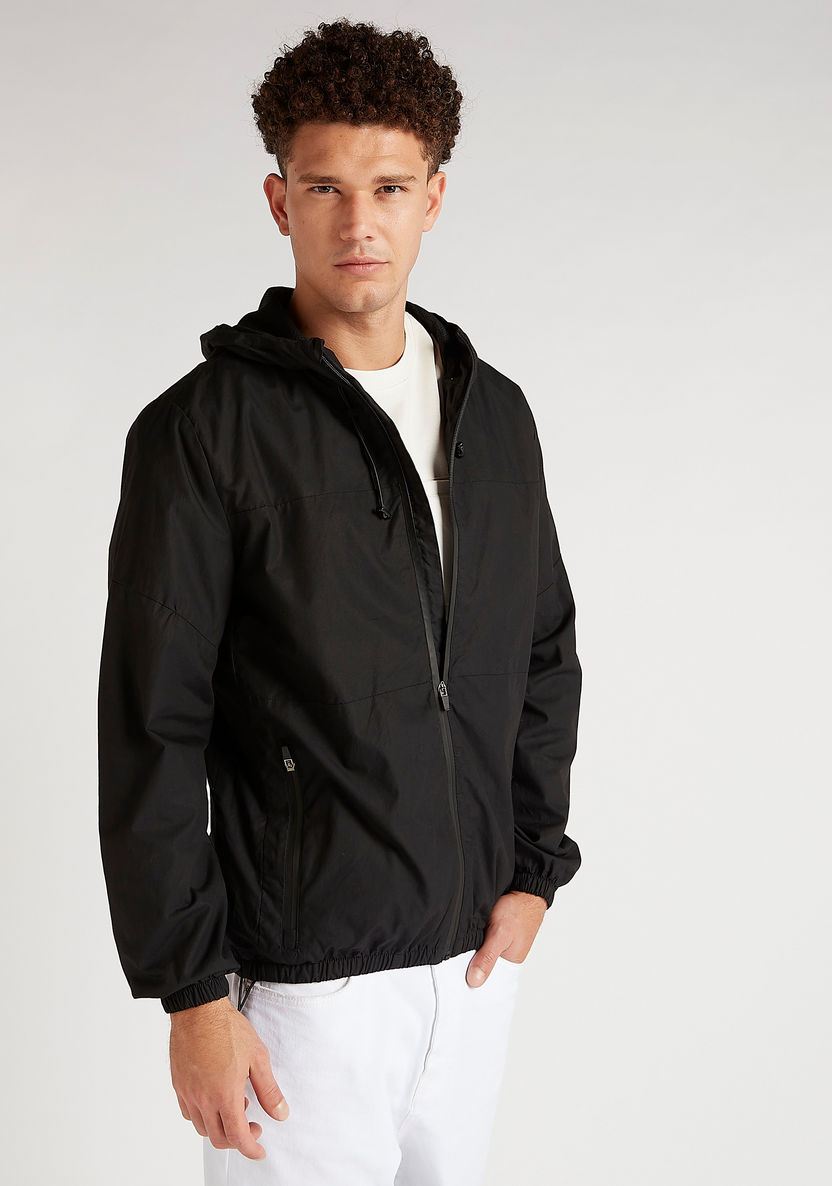 Zip Through Lightweight Jacket with Long Sleeves and Hood-Jackets-image-0
