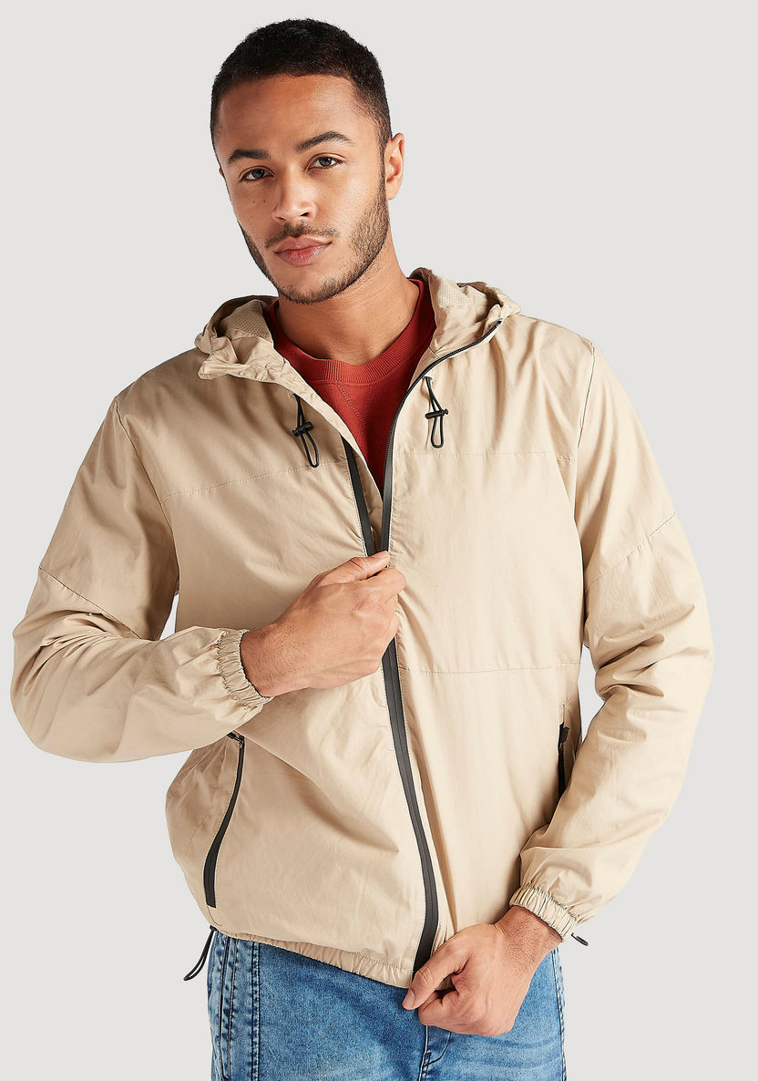 Zip Through Lightweight Jacket with Long Sleeves and Hood-Jackets-image-0
