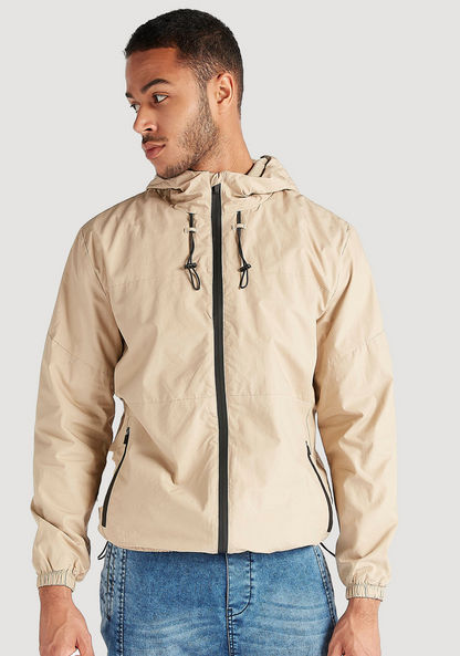 Zip Through Lightweight Jacket with Long Sleeves and Hood-Jackets-image-4