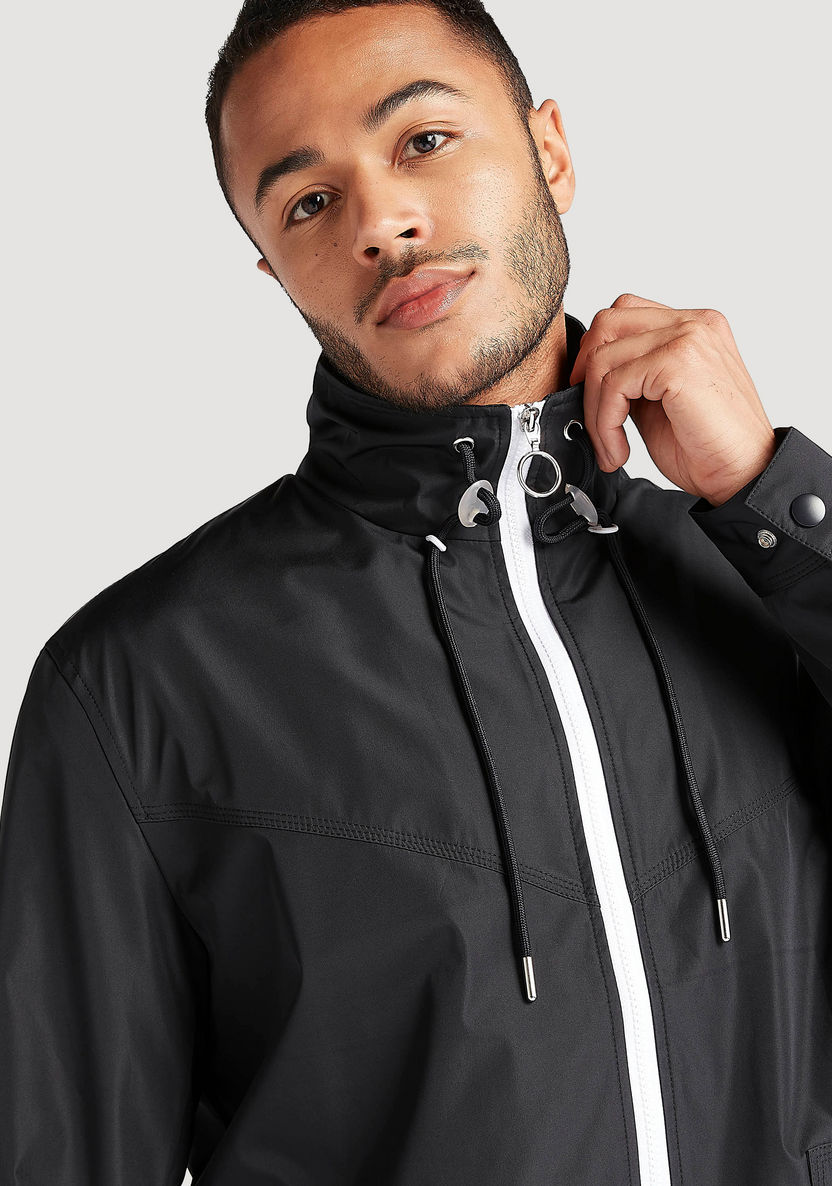 Solid Zip Through Lightweight Jacket with Long Sleeves and Pockets-Jackets-image-2